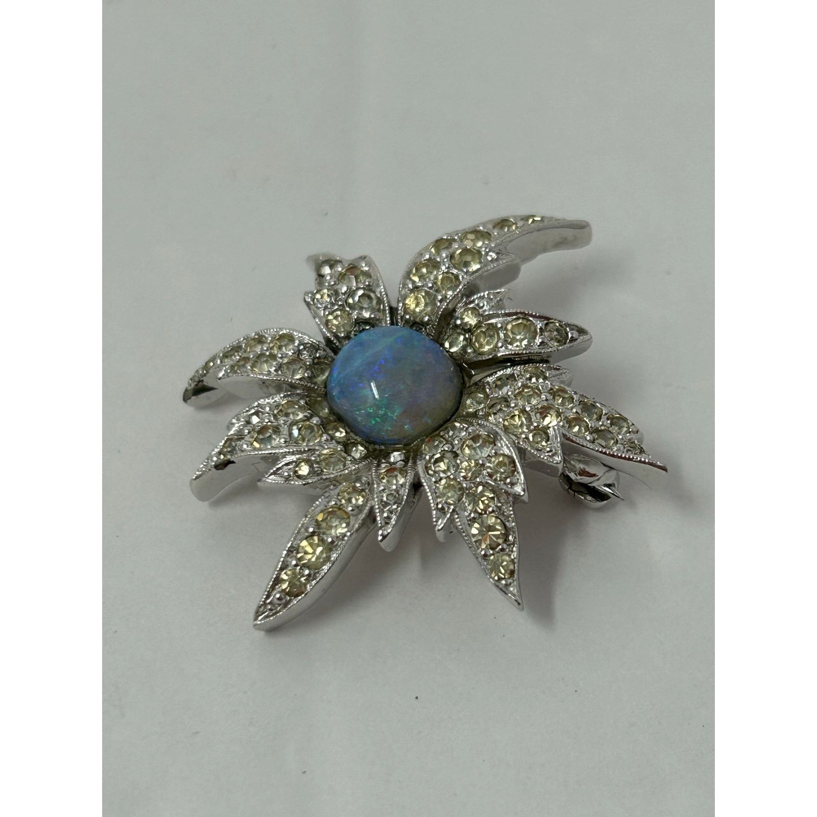 Vintage VTG Brooch Pin Costume Jewelry Signed Panetta Silver Tone in Blue, Women's