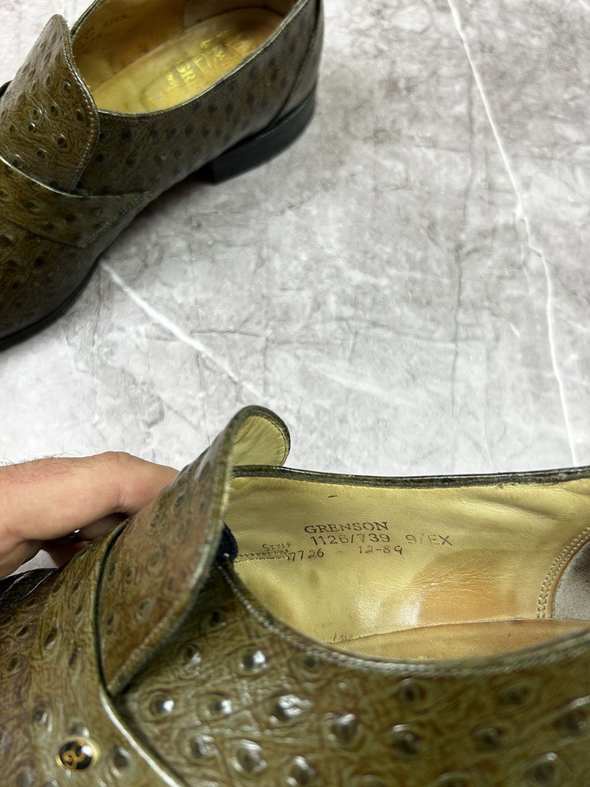 Grenson GRENSON TOP GALLANTS Men's Green Crocodile Leather Slip-On Size US 9 / EU 42 - 10 Thumbnail