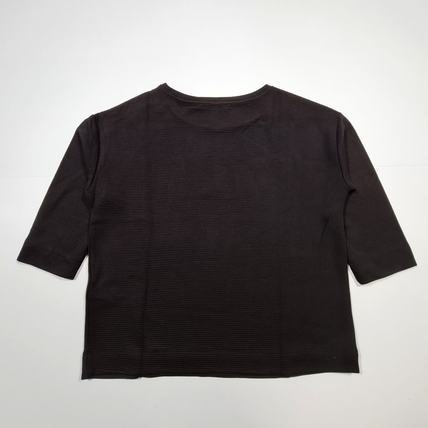 Vintage Betty Barclay Womens T Shirt Black 12 3/4 Sleeve Relaxed Fit Ribbed Top Size XL / US 12-14 / IT 48-50 - 6 Thumbnail