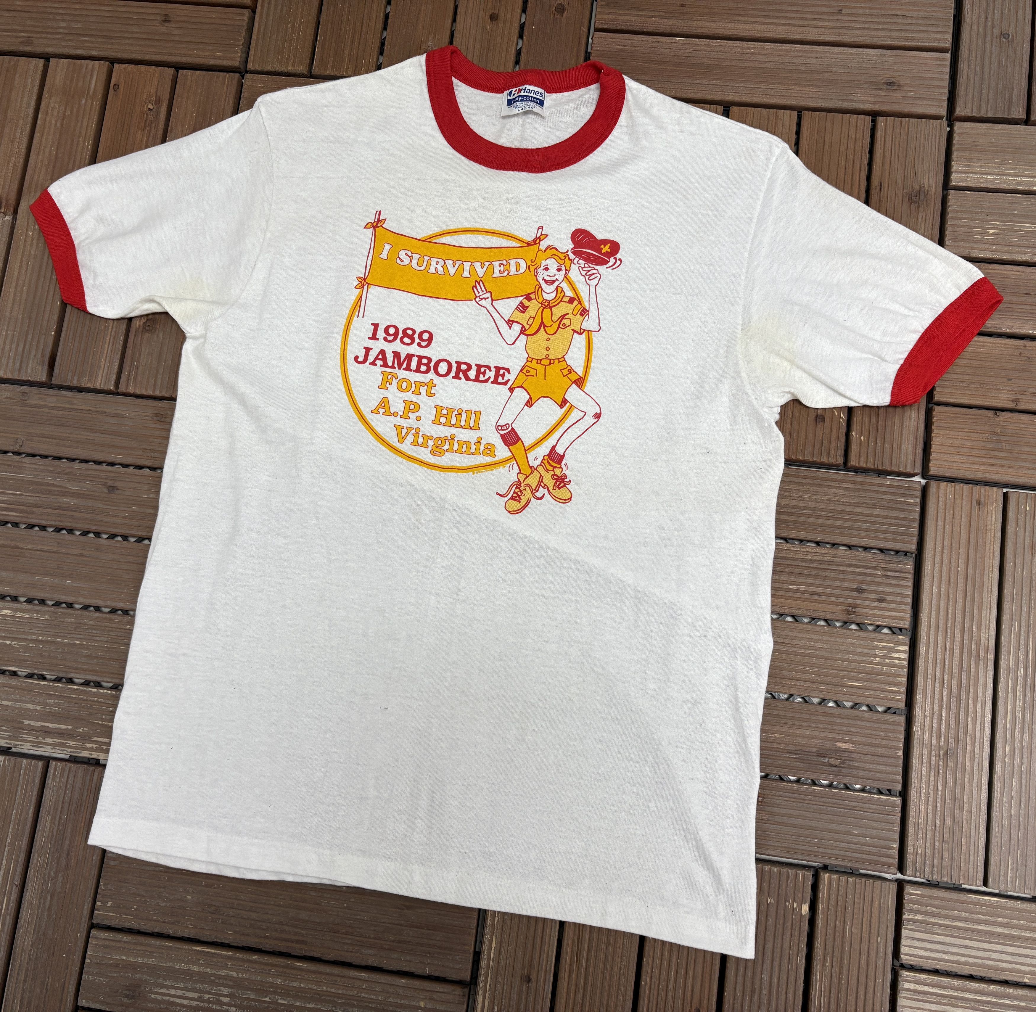 Vintage I Survived 1989 Jamboree Fort A.P. Hill Virginia Vintage Tee Size US L / EU 52-54 / 3 - 3 Thumbnail