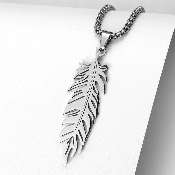 Vintage Vintage Goth Feather Pendant Necklace Size ONE SIZE - 4 Thumbnail