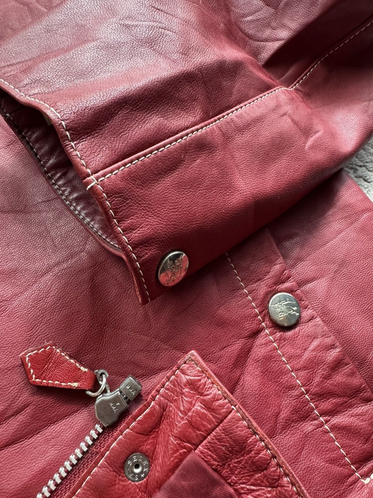 Burberry Prorsum Burberry Blue Label Burgundy Leather jacket Size 38 Size M / US 6-8 / IT 42-44 - 7 Thumbnail