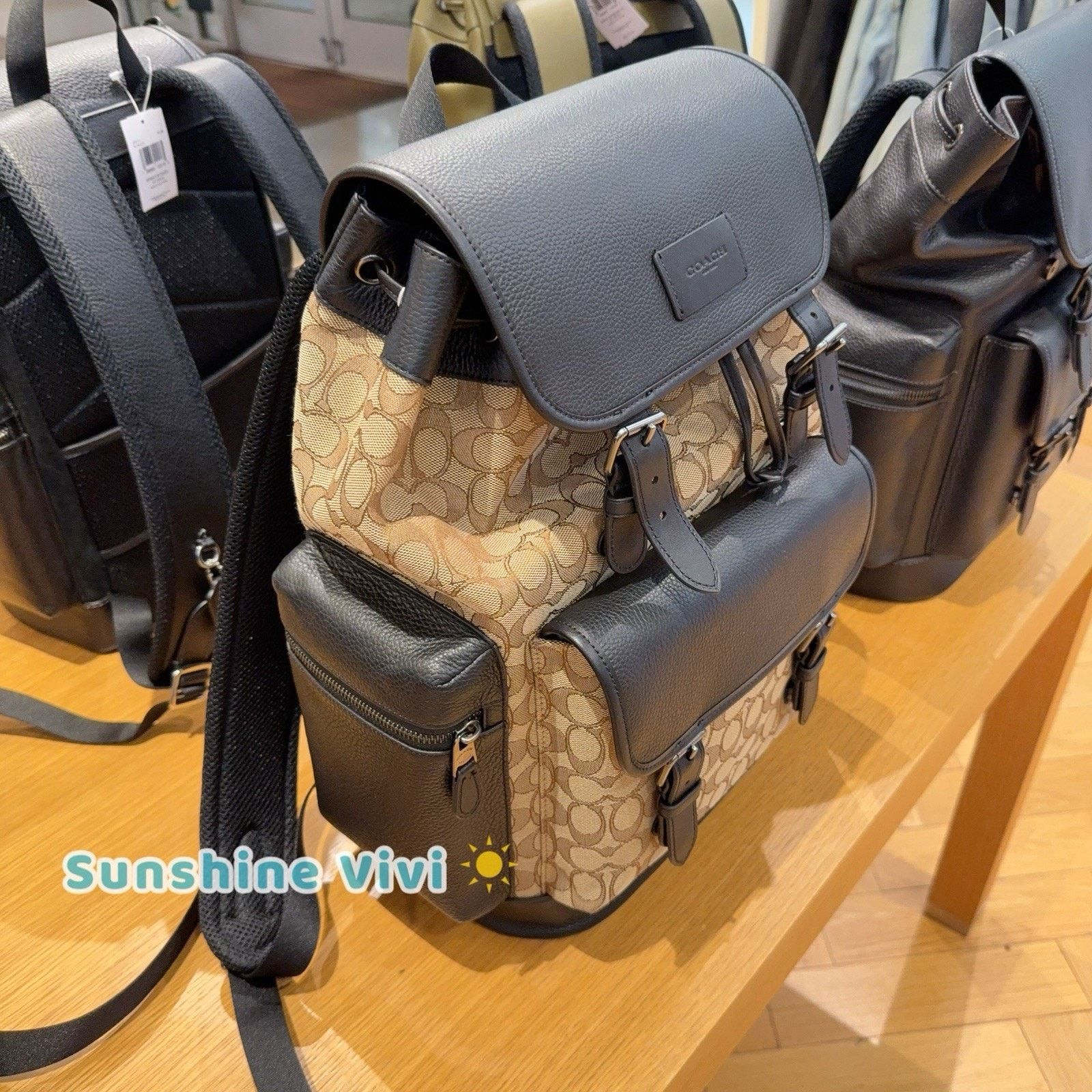 Coach NWT Coach Sprint Backpack Signature Gunmetal/Tan/Black CBM50 Size ONE SIZE - 3 Thumbnail