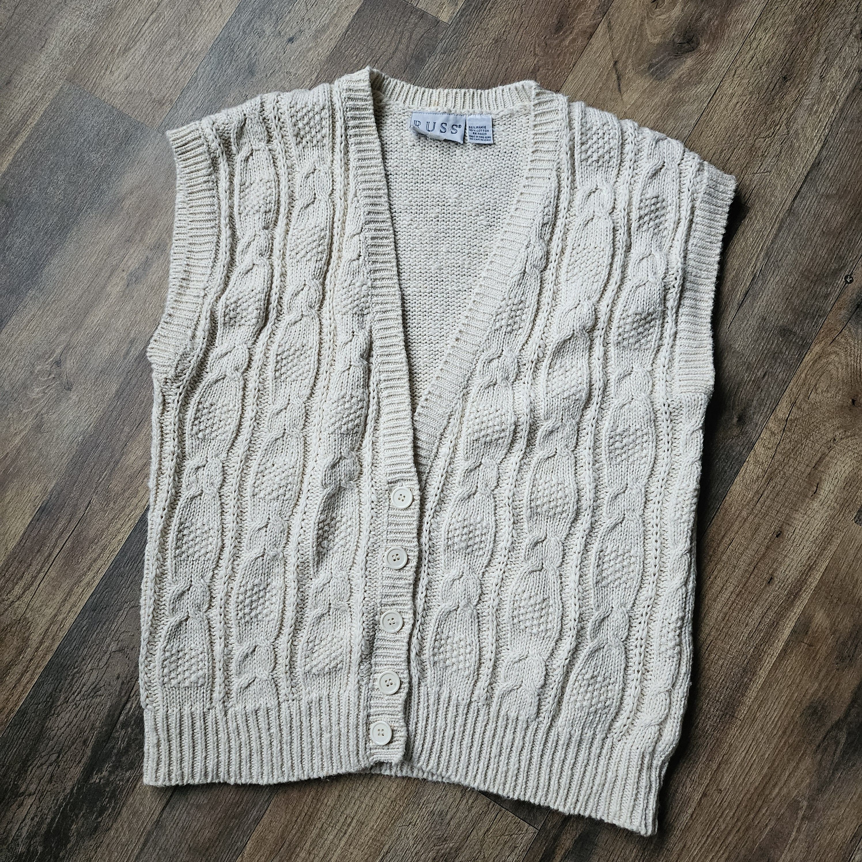Vintage Vintage 80's Russ Studio Cable Knit Vest Size M / US 6-8 / IT 42-44 - 1 Thumbnail