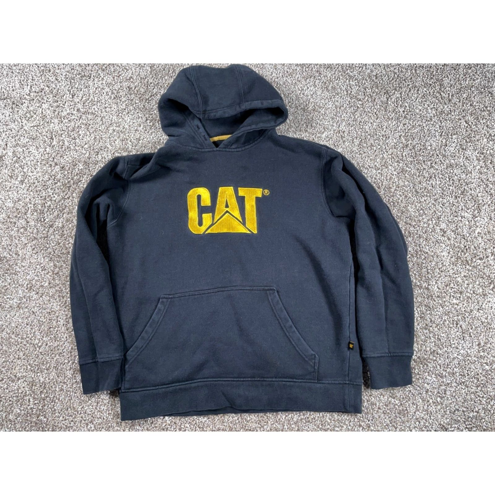 Vintage CAT Caterpillar Hoodie Adult Large Black Sweatshirt Embroidered Heavyweight Size US L / EU 52-54 / 3 - 2 Thumbnail