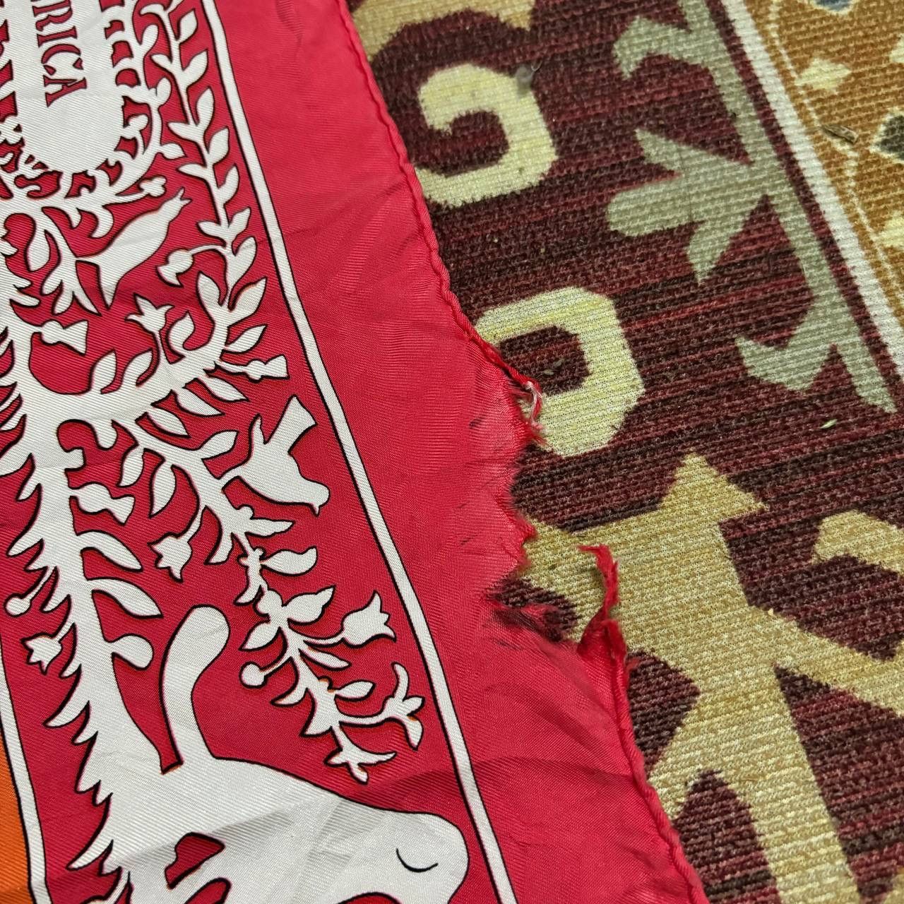 Hermes Hermes ‘Early America’ Silk Scarf Distressed Red Scarves Size ONE SIZE - 7 Thumbnail