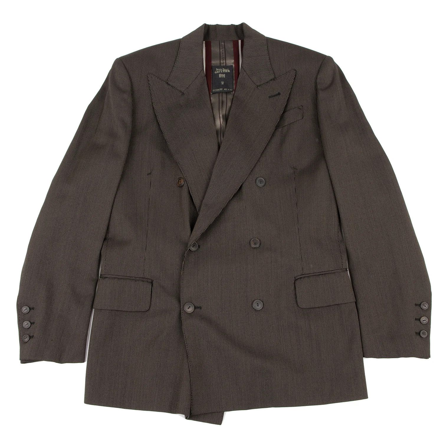 Jean Paul Gaultier Pinstripe Double Jacket in Black Brown, Size 50 Size US M / EU 48-50 / 2 - 1 Thumbnail
