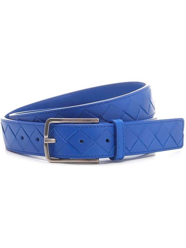 Bottega Veneta BOTTEGA VENETA cobalt blue intrecciato nappa leather belt 95 Size 36 - 1 Thumbnail