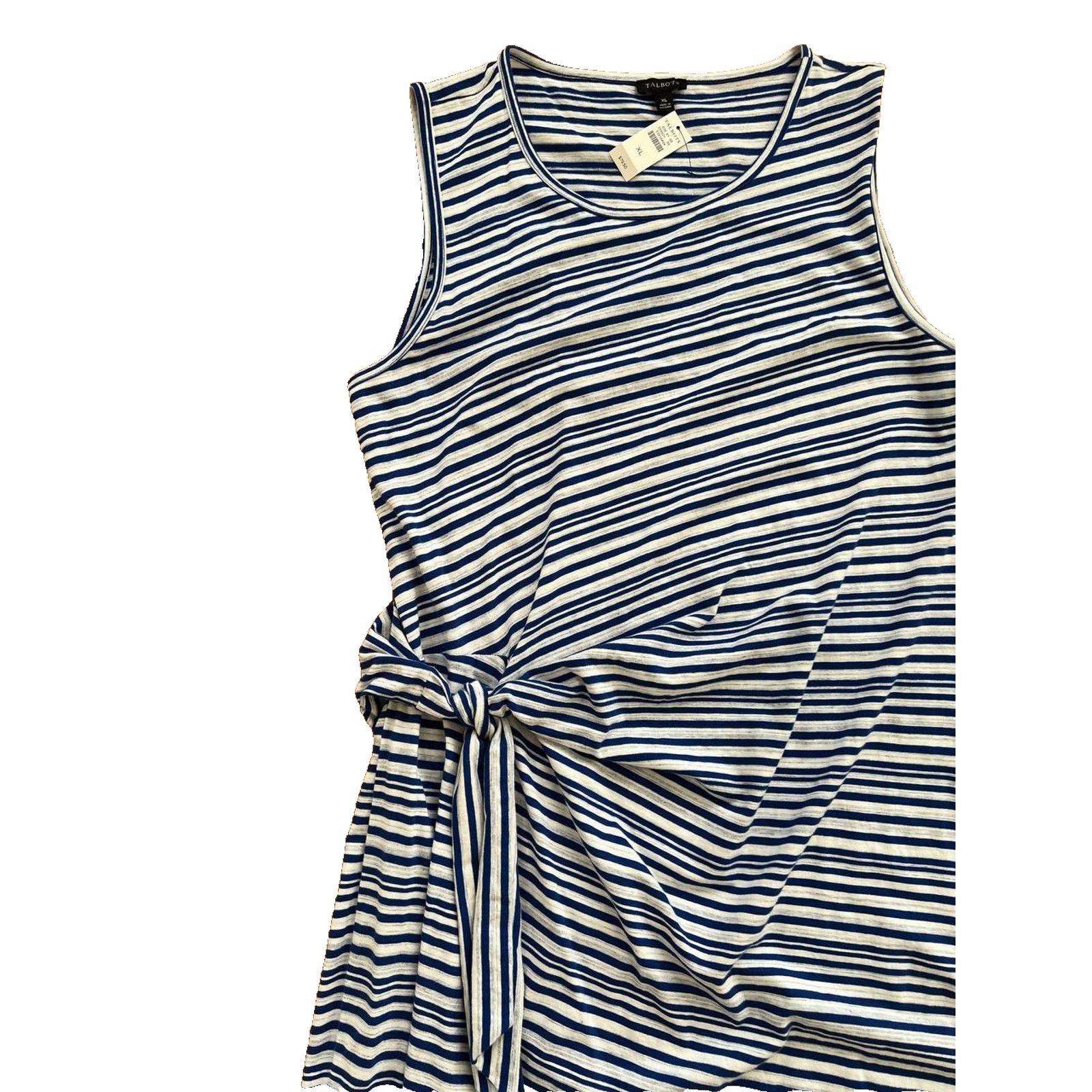 Robert Talbott Talbots Blue Sleeveles Tank Dress Side Tie Cotton XL A000911 Size XL / US 12-14 / IT 48-50 - 3 Thumbnail