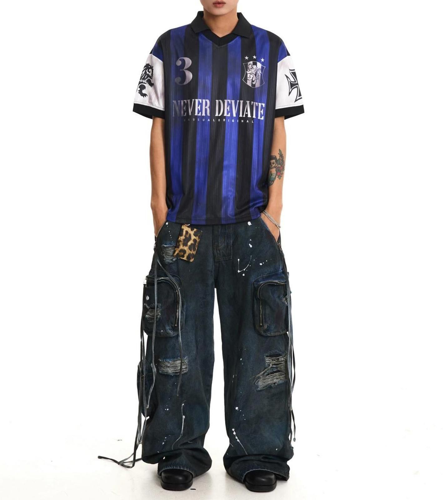 Other Badge Stripe Football Jersey Tee | Vintage Retro Style Size US L / EU 52-54 / 3 - 6 Thumbnail