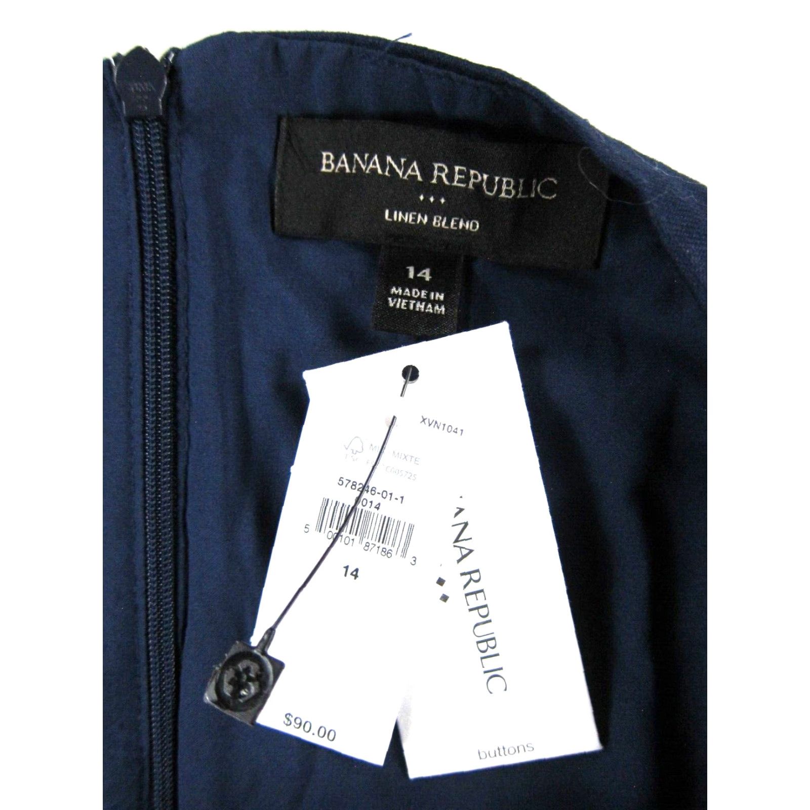 Banana Republic VINTAGE Banana Republic Linen Blend Blue Button A-Line Straight Midi Skirt Woman 14 Size 36" / US 14 / IT 50 - 3 Thumbnail