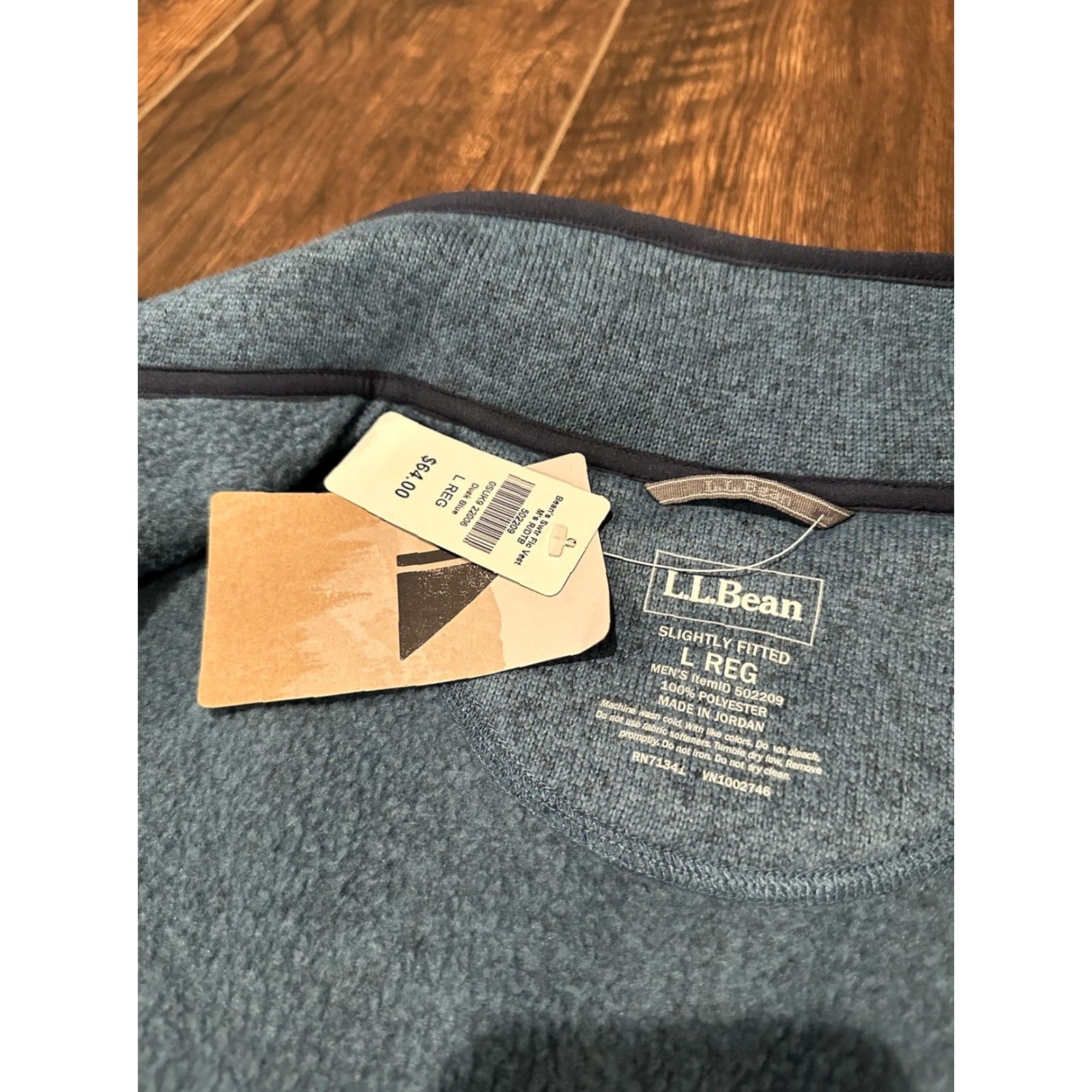 Vintage NWT LL Bean Men's Vest Fleece Zip Large Regular Blue Stand-Up Collar Pockets Full Zip All Seasons | Windbreaker | Outdoor, Sports Mens Size US L / EU 52-54 / 3 - 7 Thumbnail