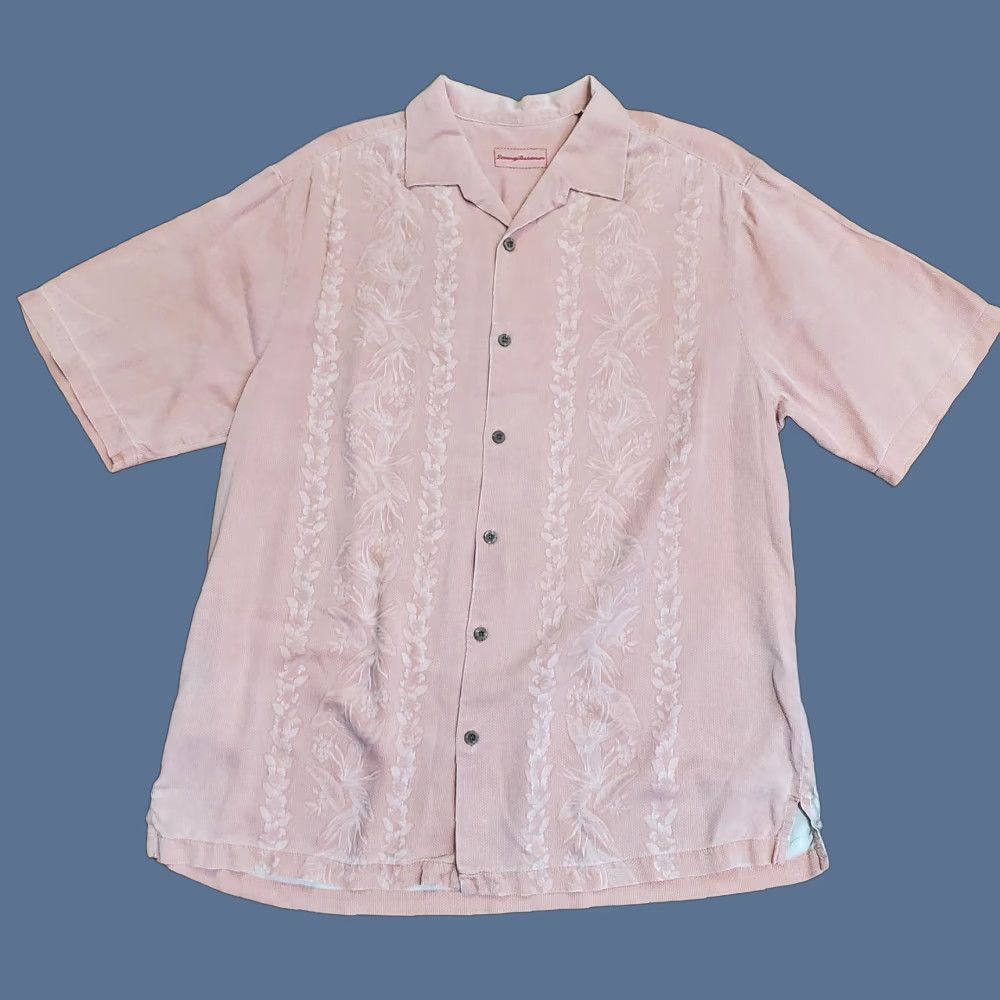 Tommy Bahama Tommy Bahama Shirt Mens XLT Pink Silk Embroidered Floral Camp Button-Up Short Sleeve Tropical Size US XL / EU 56 / 4 - 1 Thumbnail