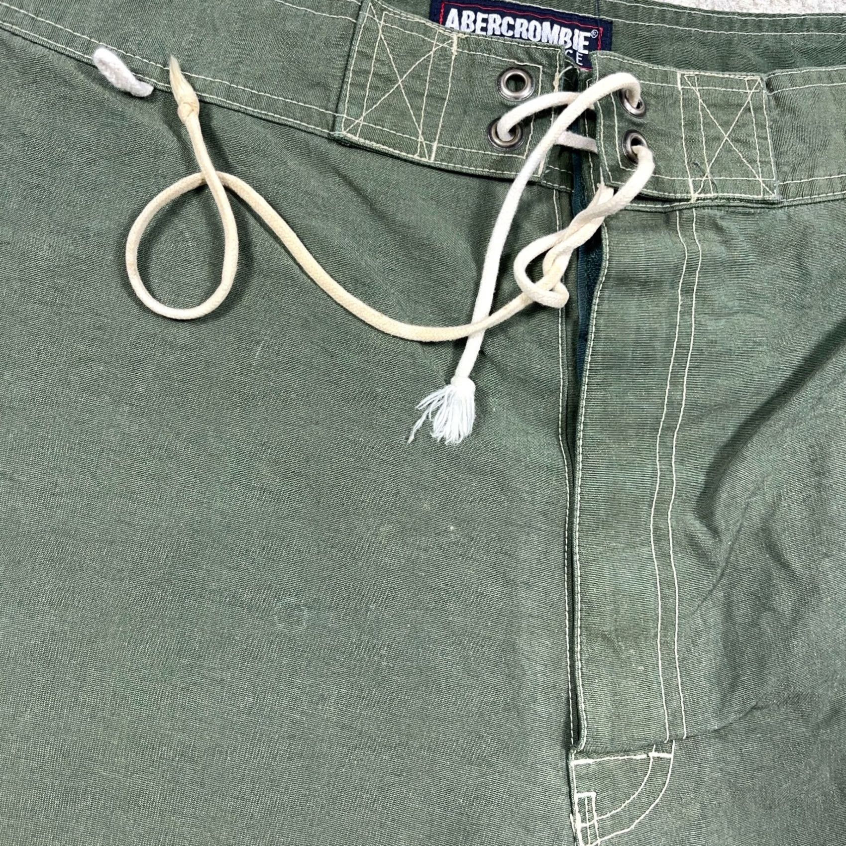 Abercrombie & Fitch VINTAGE Abercrombie & Fitch Swim Trunks Men M Olive Green Logo Pockets Quick Dry Summer Size US 31 - 7 Thumbnail