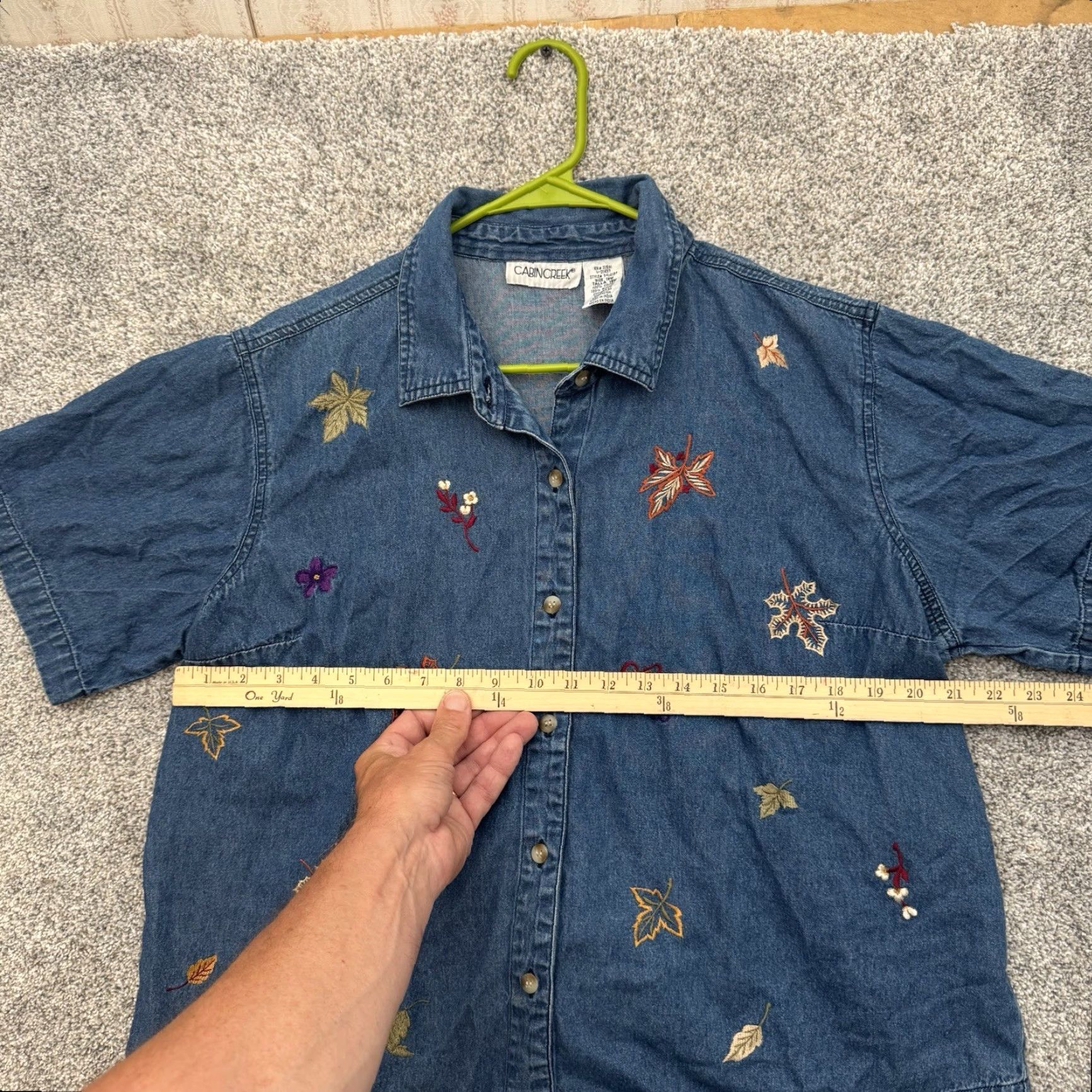 Denime VINTAGE Cabin Creek Denim Shirt 18W Plus Embroidered Autumn Leaves 90s Y2K Farm Shirt Women Size XXL / US 16-18 / IT 52-54 - 3 Thumbnail