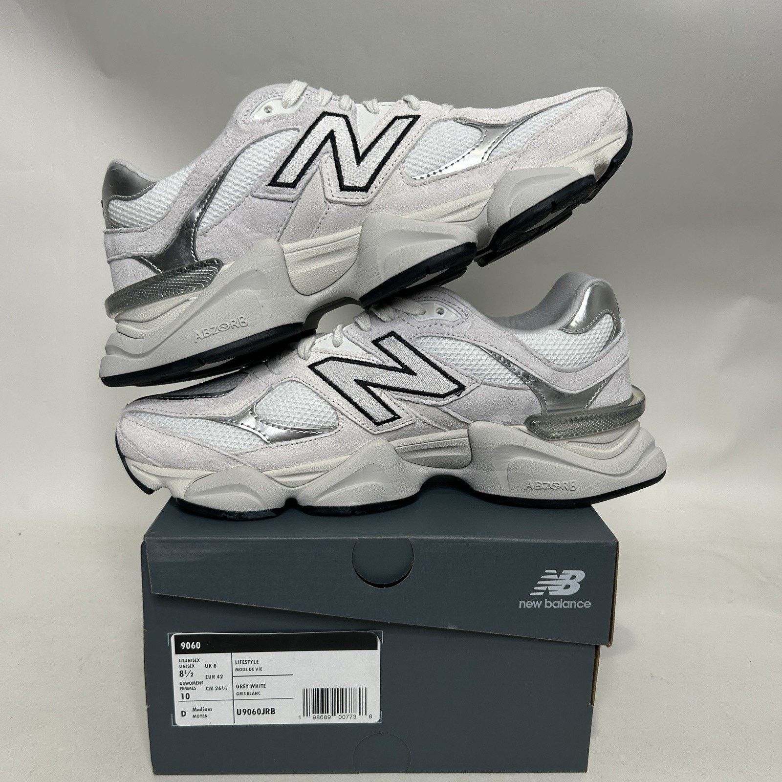 New Balance New Balance 9060 'White Black Metallic Silver' U9060JRB Size US 8.5 / EU 41-42 - 3 Thumbnail