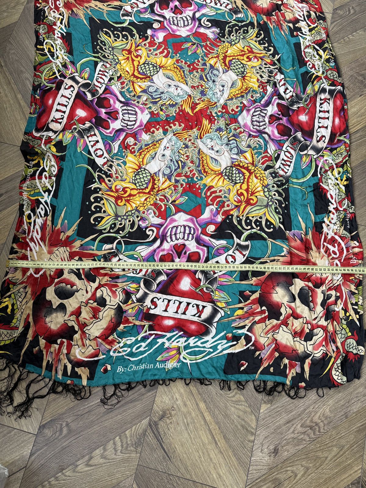 Ed Hardy Ed Hardy Christian Audigier Silk Scarve Love Kills Slowly Size ONE SIZE - 9 Thumbnail