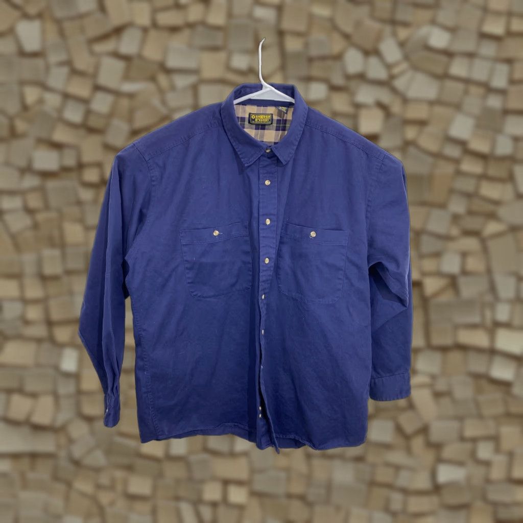 Vintage VINTAGE Oshkosh B'gosh Navy Blue Single Needle Tailoring Flannel Shirt Men's XL Work Size US XL / EU 56 / 4 - 1 Thumbnail
