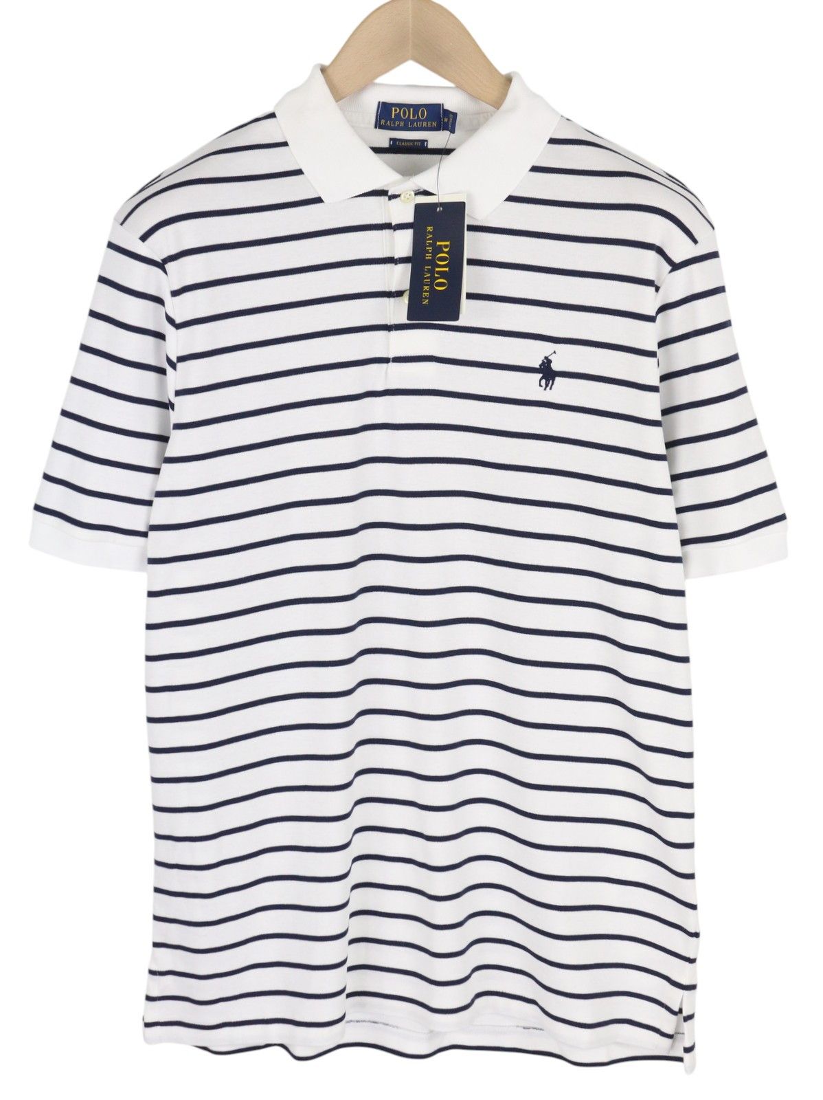 Polo Ralph Lauren CLASSIC FIT M White Short Sleeve Striped Polo Neck 84554 Size US M / EU 48-50 / 2 - 1 Thumbnail
