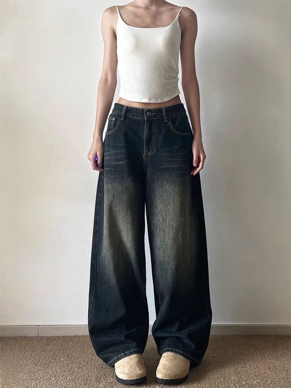 Japanese Brand American high-street whiskered straight-leg casual jeans Size US 32 / EU 48 - 1 Thumbnail