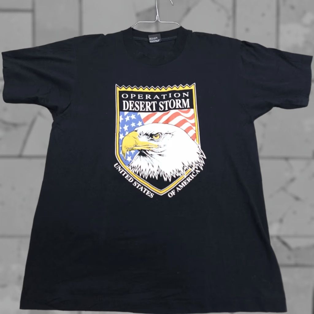 Vintage VINTAGE American Vintage Shirt M Men Black Graphic Print Desert Storm Operation Shirt Short Sleeve Crew Neck Cotton Blend Jersey Size M Size US M / EU 48-50 / 2 - 1 Thumbnail
