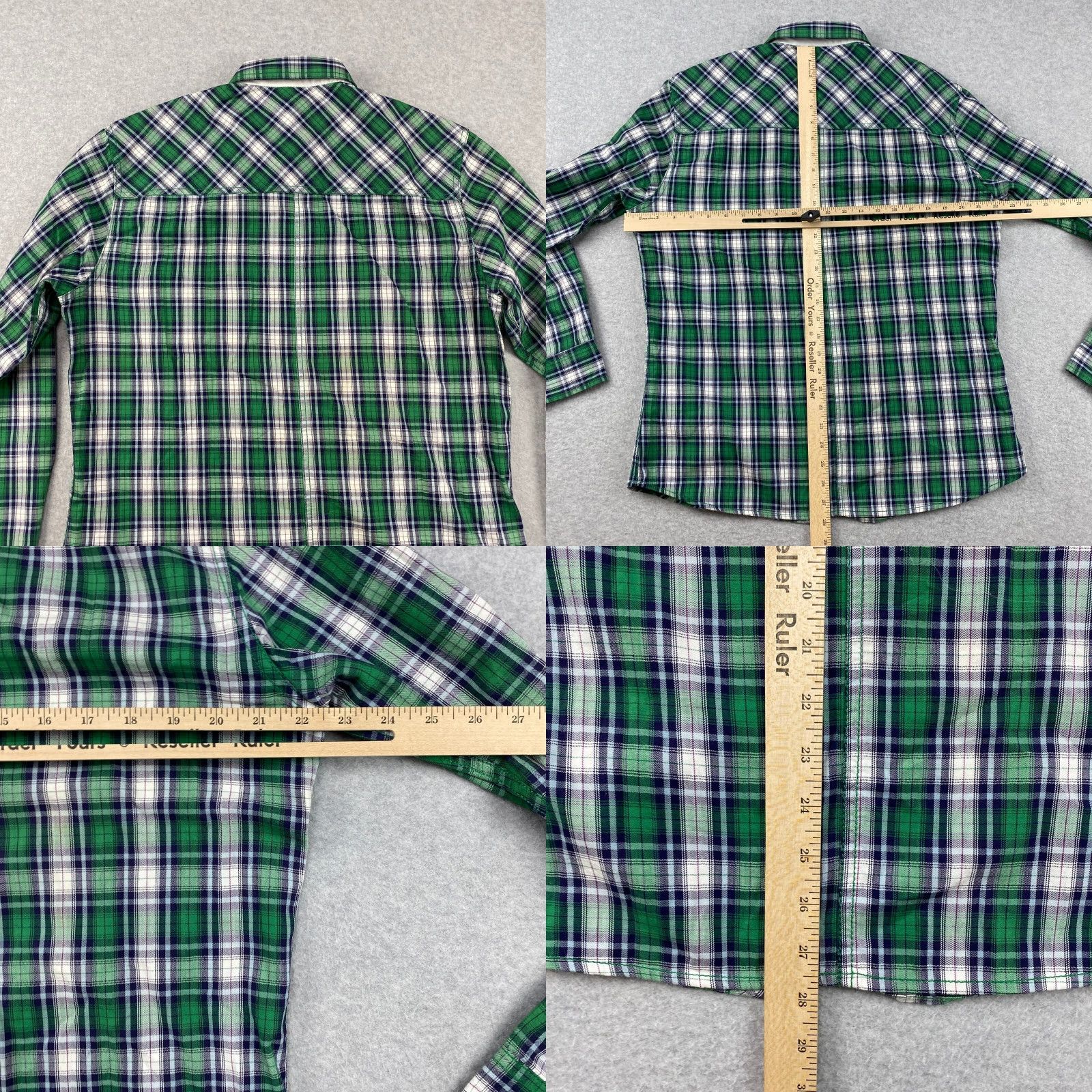 Wrangler VINTAGE Wrangler Greensboro Rugged Button Up Shirt Mens Large Green Plaid Western Rodeo Size US L / EU 52-54 / 3 - 8 Thumbnail