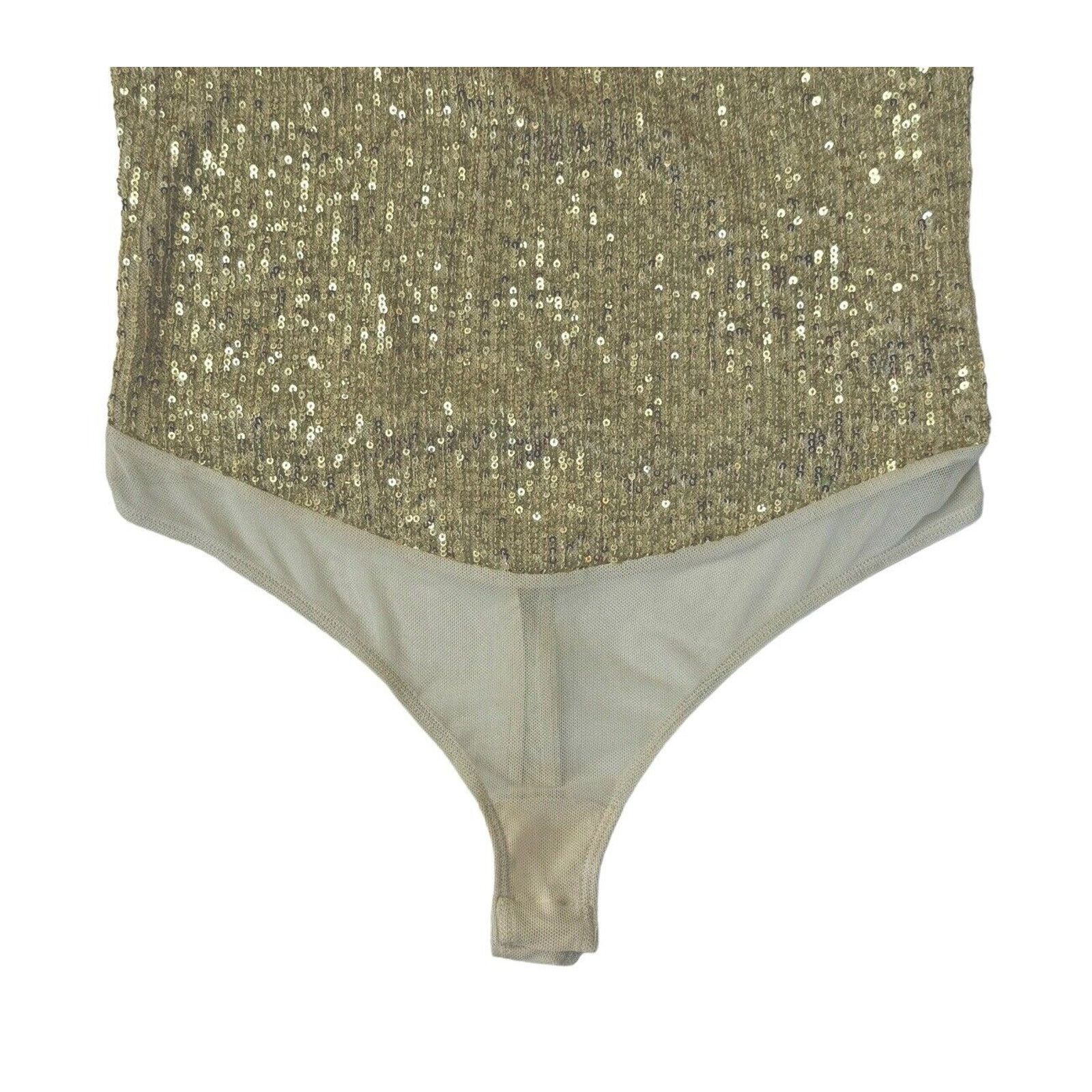 Free People INTIMATELY FREE PEOPLE Sparks Fly Gold Sequin Bodysuit Size M / US 6-8 / IT 42-44 - 4 Thumbnail