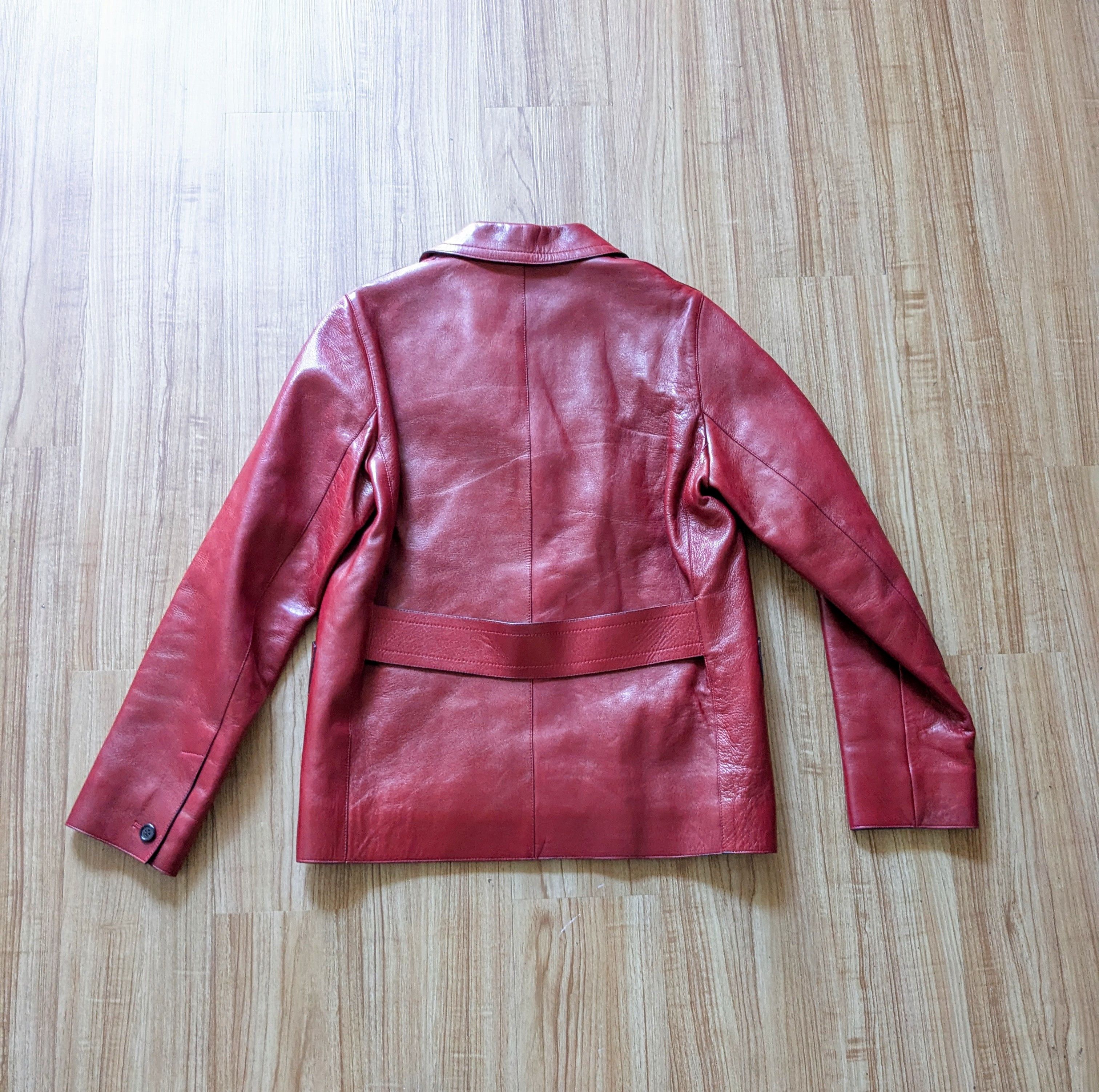 Prada Prada Leather Jacket Red 44 Button Blazer Coat Size M / US 6-8 / IT 42-44 - 12 Thumbnail