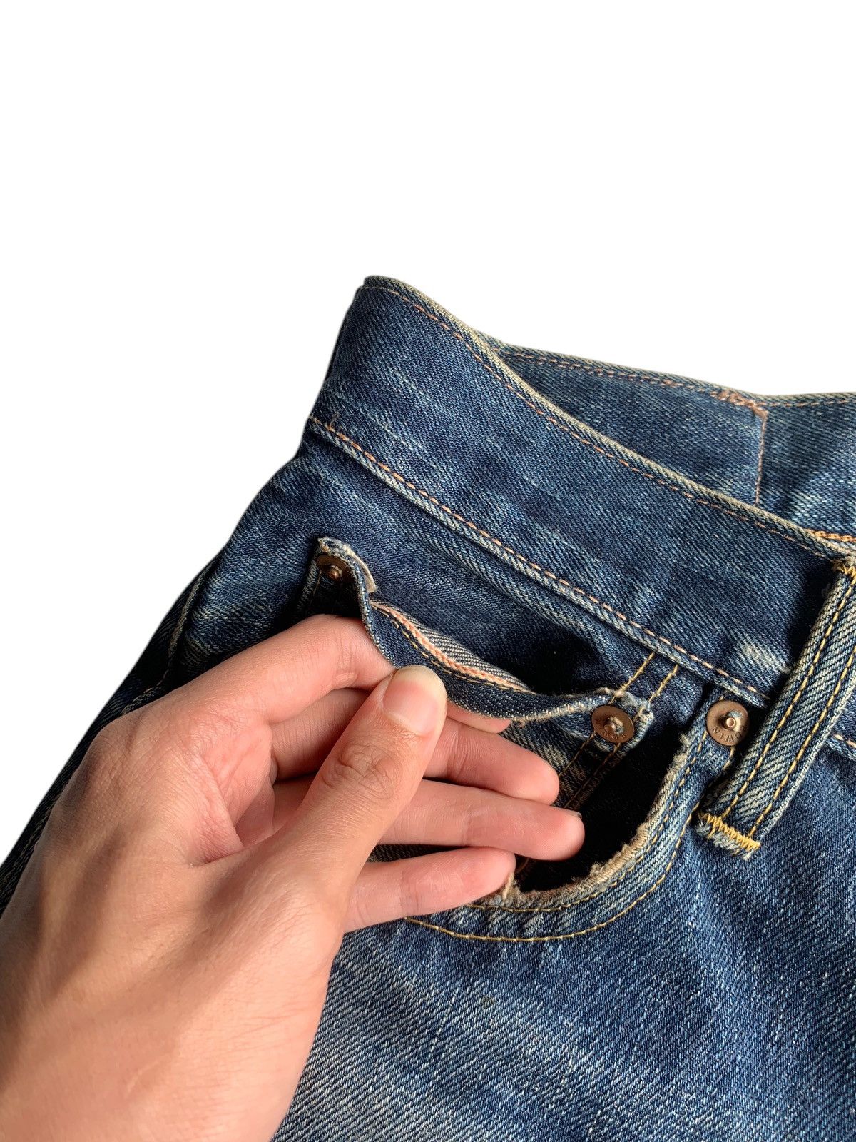 Edwin × Kapital × Vintage VINTAGE EDWIN 505X SELVEDGE JAPANESE DISTRESSED DENIM Size US 29 - 11 Thumbnail