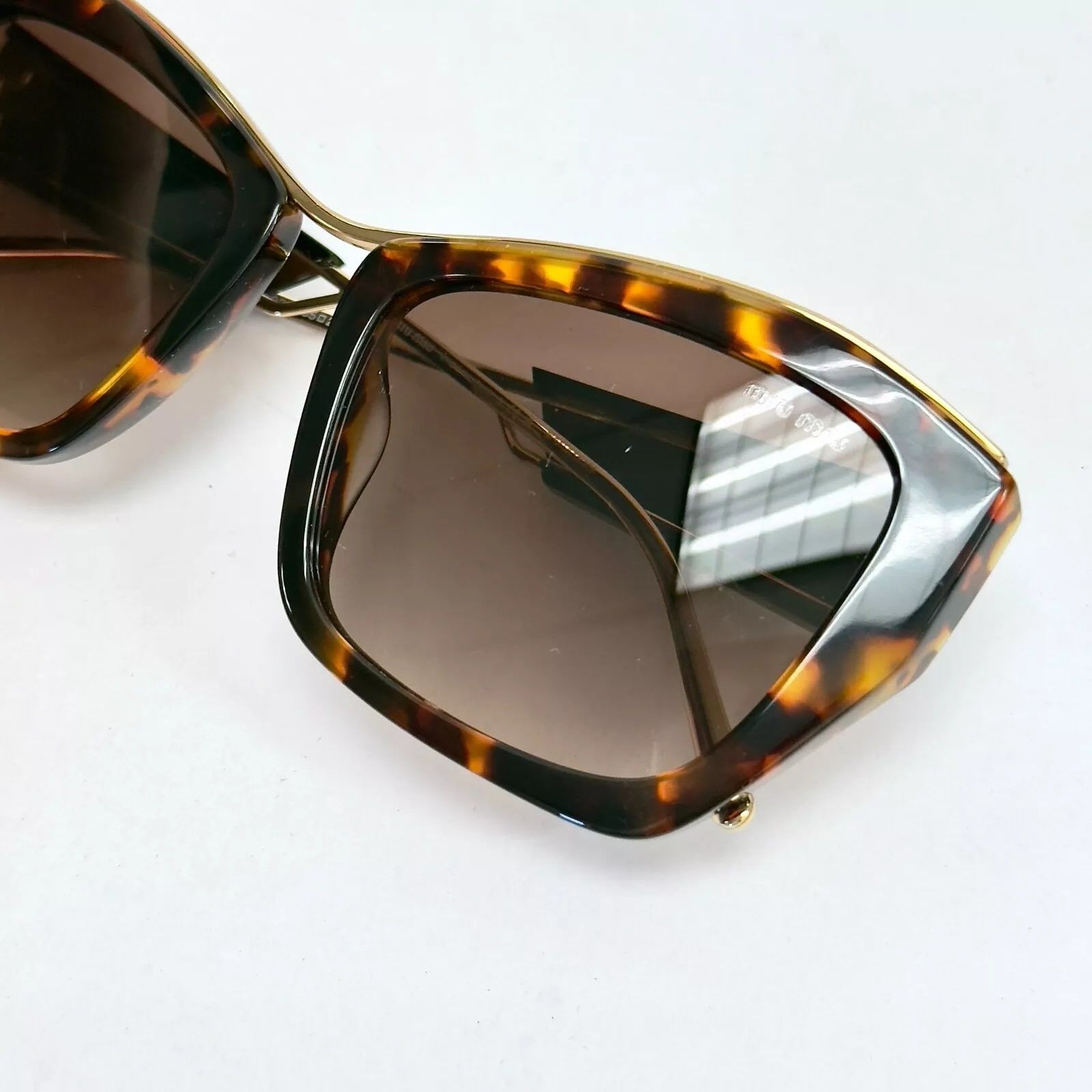 Miu Miu MIU MIU LOGO MU02YS Gold Brown Geometric Luxury Fashion 02Y Size ONE SIZE - 3 Thumbnail