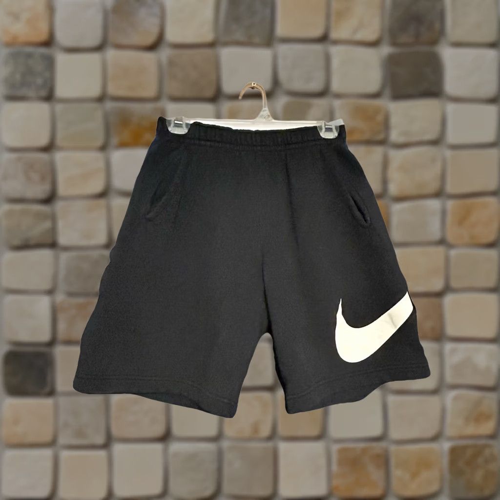 Nike Nike Club Fleece Shorts Men Small Black Big White Swoosh BV2721-010 Pockets - Sport Mens Size US 29 - 1 Thumbnail