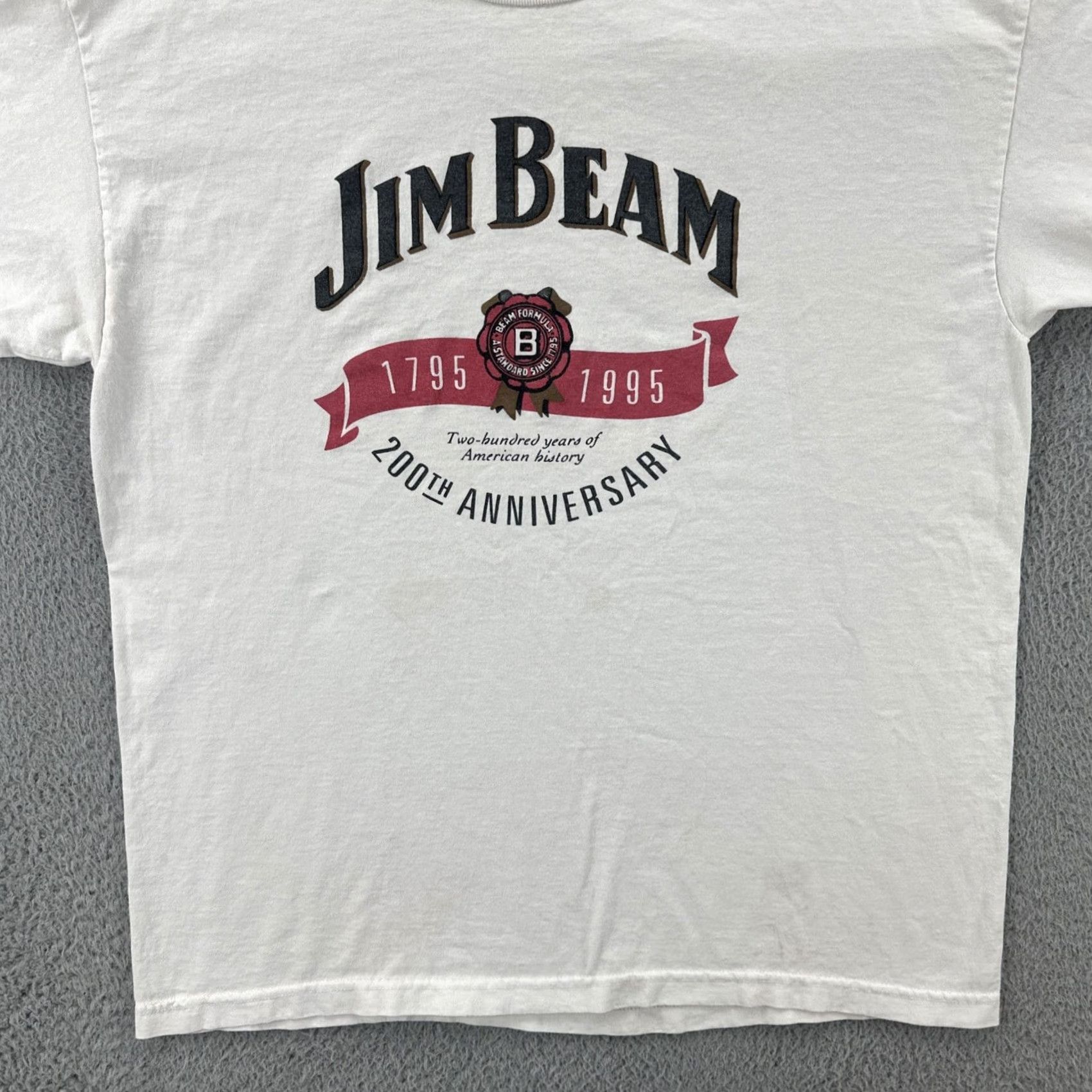 Vintage VINTAGE Murina Mens XL White T-Shirt USA 1995 200th Anniversary Jim Beam Graphic Print Crew Neck Short Sleeve Cotton Size US XL / EU 56 / 4 - 4 Thumbnail