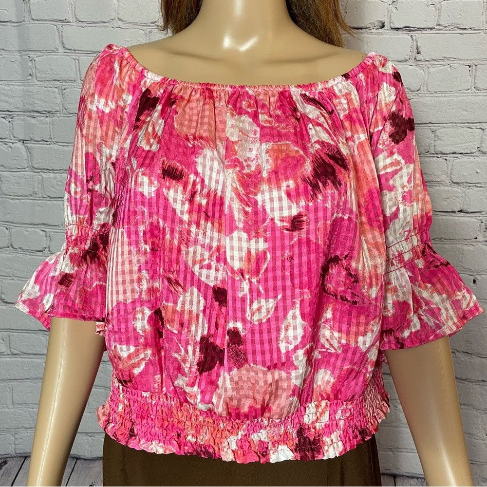 Other NWT New Lane Bryant Pink Classic Crop Off-The-Shoulder Chif Size 4XL / US 24-26 - 9 Thumbnail