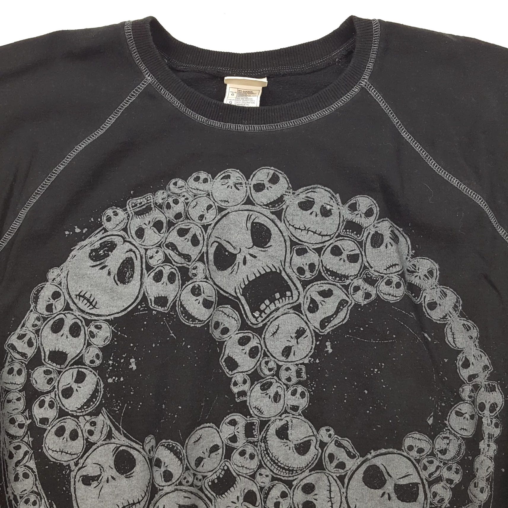 Disney Nightmare Before Christmas Y2K Black Skull Large Crewneck Sweatshirt Pullover Size L / US 10 / IT 46 - 2 Thumbnail