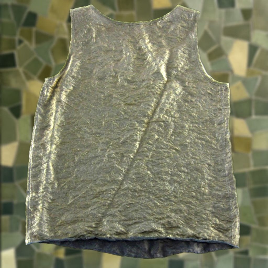 Vintage VINTAGE Cut Loose Gold Tank Top Blouse Women Medium Tank Blouse Gold Sleeveless Shimmer Crinkle Silky Cupro Polyamide Silk Casual Formal Business 90s Size M / US 6-8 / IT 42-44 - 1 Thumbnail