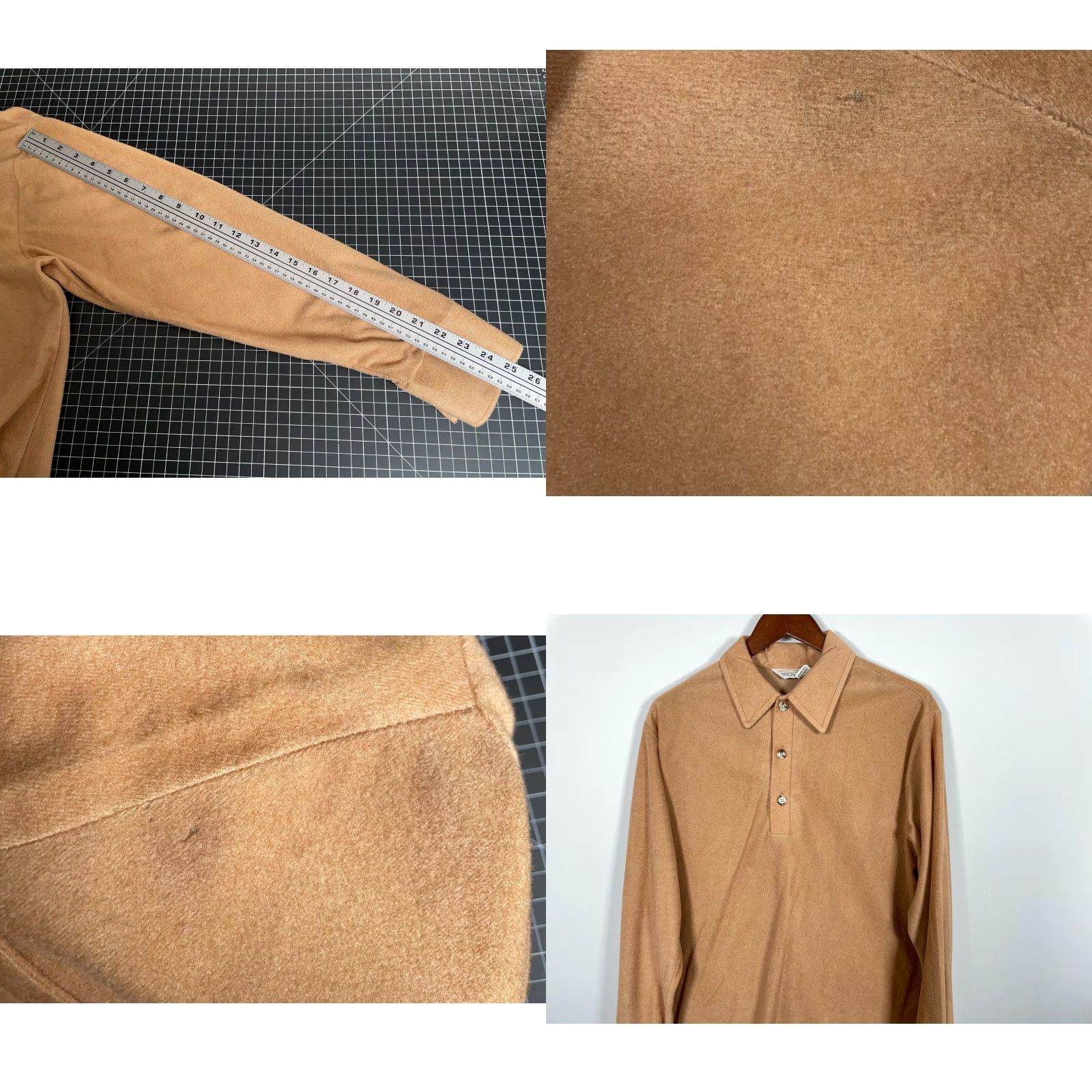 Vintage VINTAGE Classic Collection Long Sleeve Polo Shirt Men's Large Beige Velvet 70s Retro Preppy Size US L / EU 52-54 / 3 - 8 Thumbnail