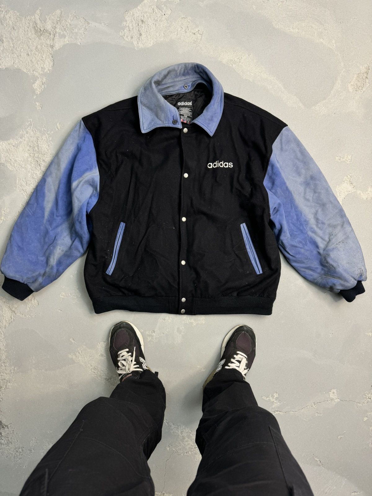 Vintage Adidas Wool Varsity Leather Sleeve Jacket