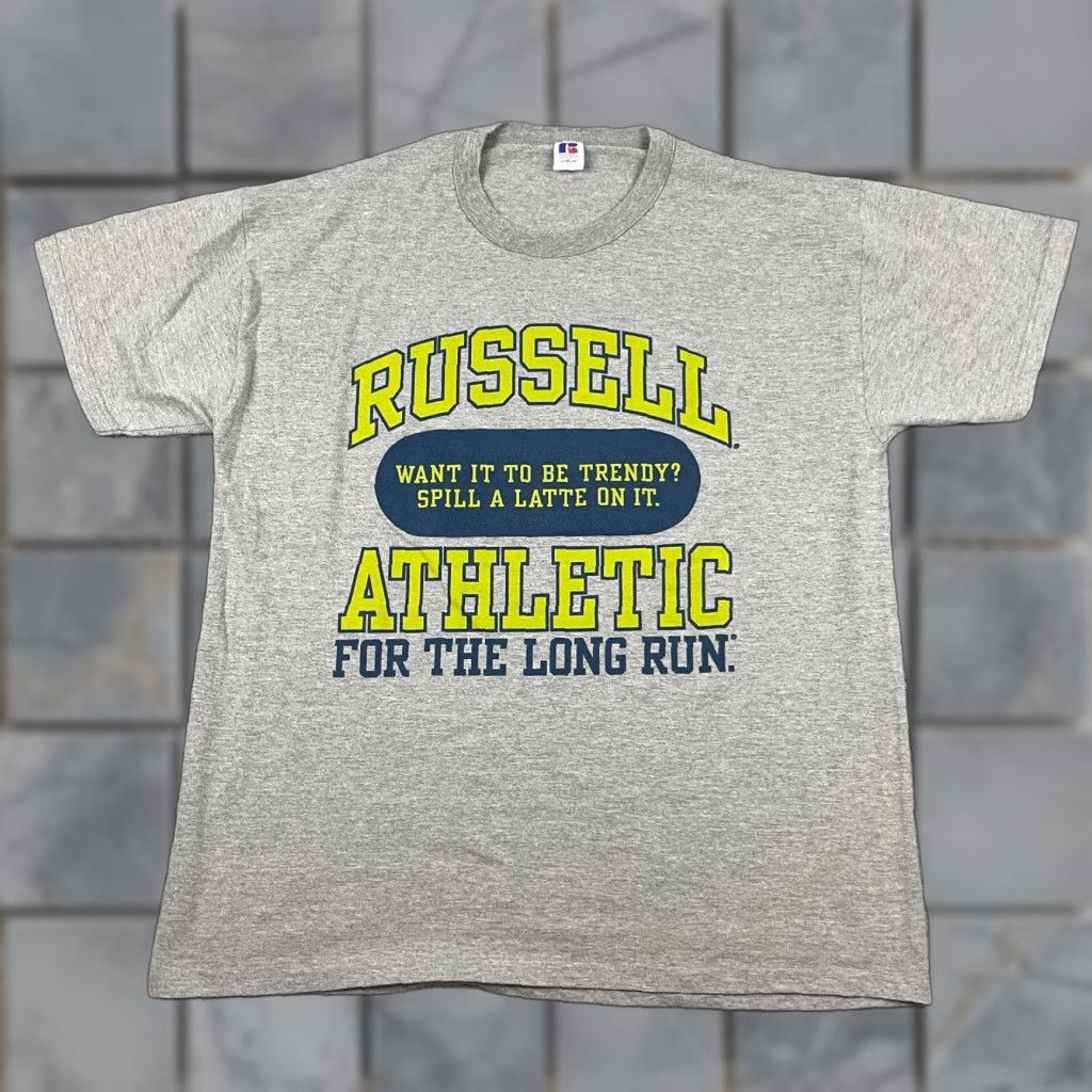 Russell Athletic VINTAGE Russell Athletic Tshirt Adult XL Gray Workout Nublend Latte Men's Size US XL / EU 56 / 4 - 1 Thumbnail