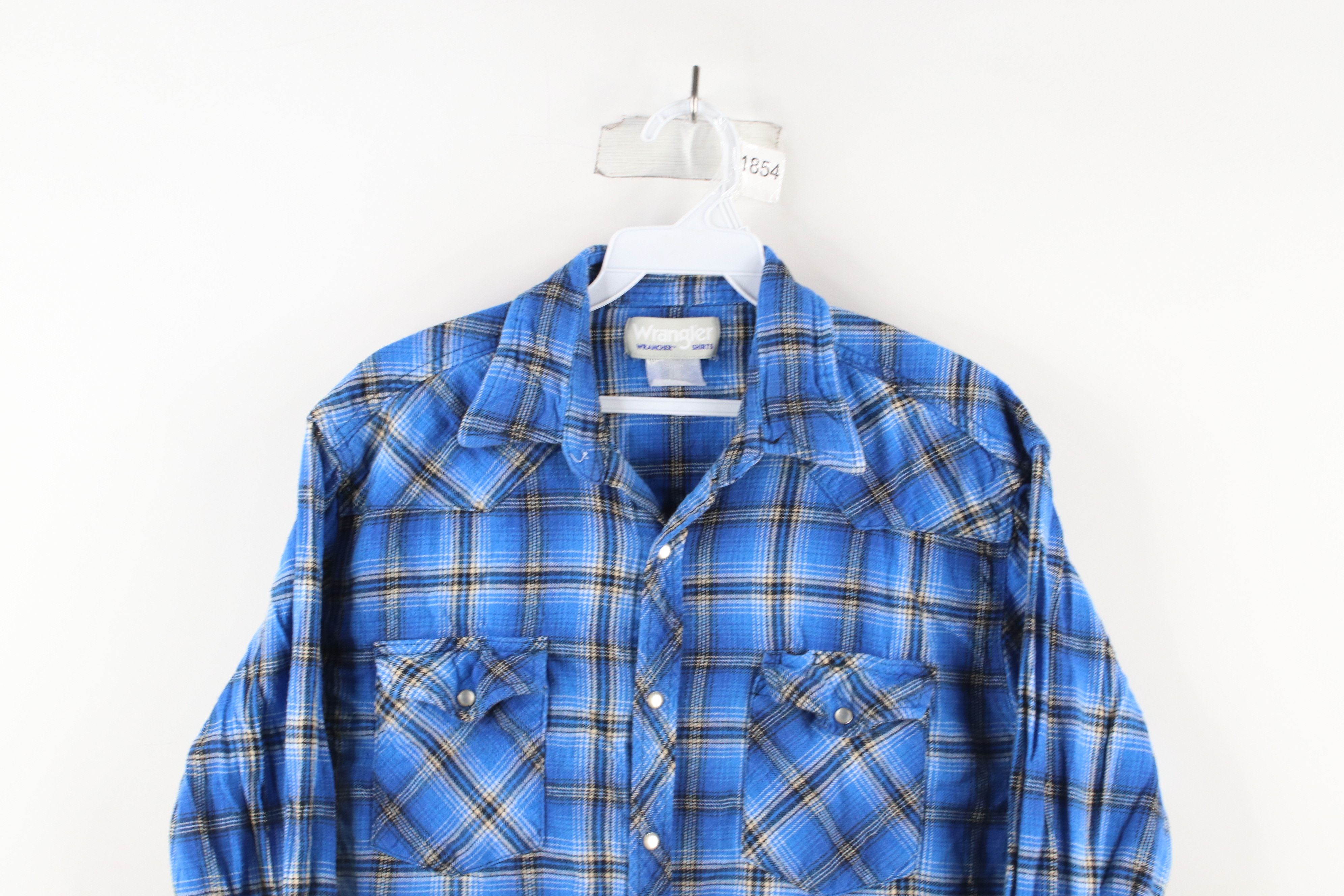 Vintage Vintage 90s Wrangler Flannel Western Rodeo Snap Button Shirt Size US L / EU 52-54 / 3 - 2 Thumbnail