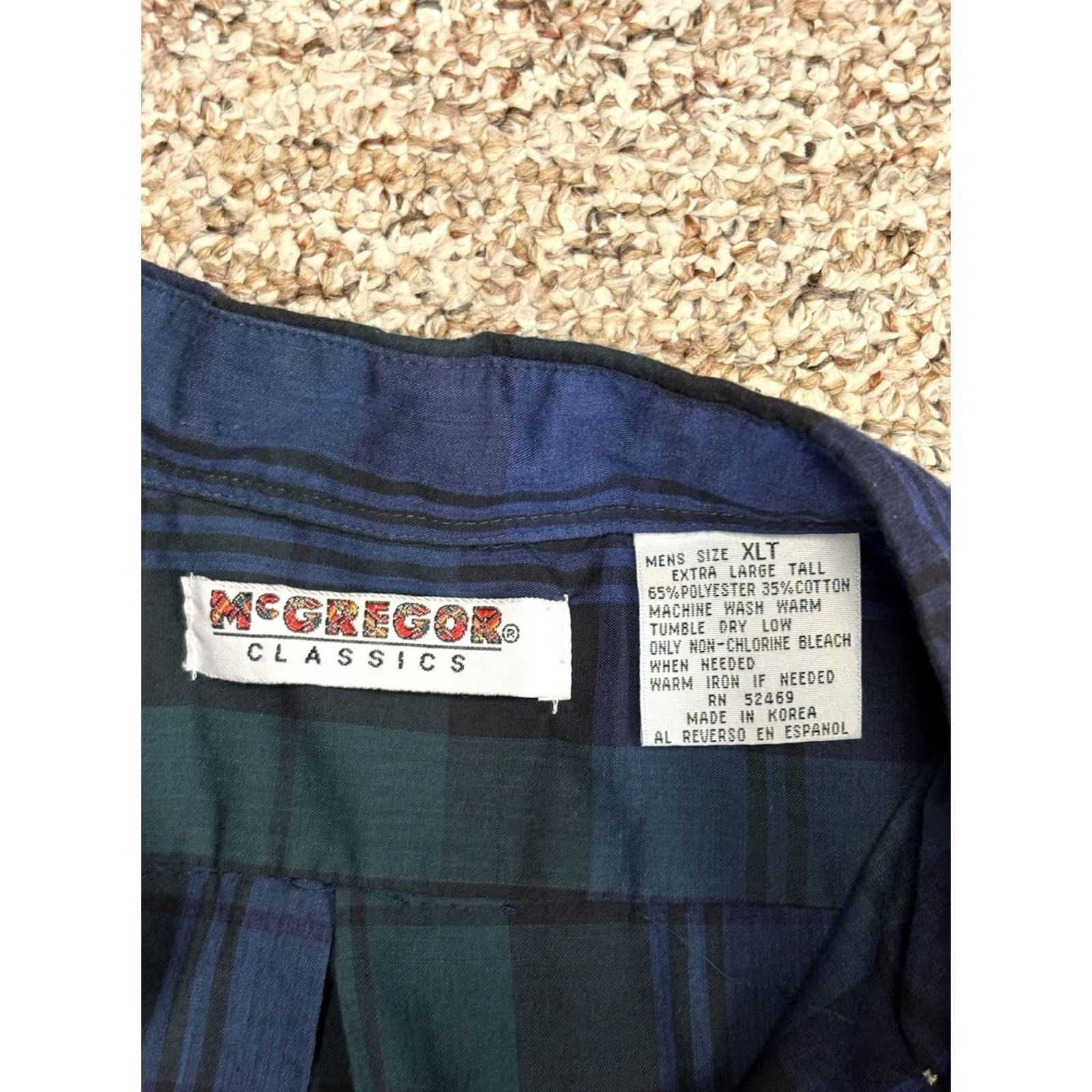 McGregor VINTAGE McGregor Classics Plaid Long Sleeve Button Down Shirt Mens XLT Blue / Green, Cotton, Polyester, Button, Pocket, Preppy, Business Casual, 90s? Size US XL / EU 56 / 4 - 2 Thumbnail
