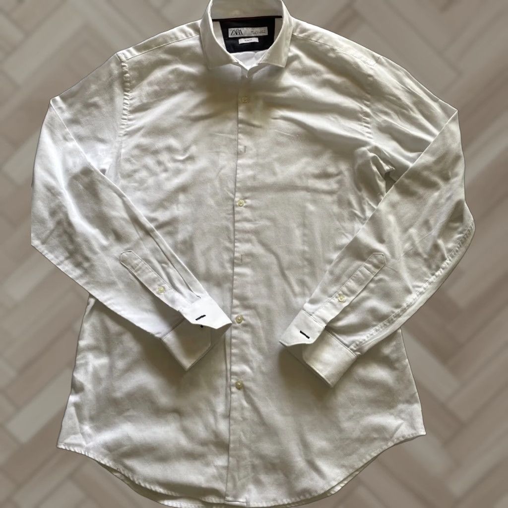 Zara VINTAGE Zara Button Shirt Men’s Size L white Dress Slim Fit / 24-3 Size L / US 10 / IT 46 - 1 Thumbnail