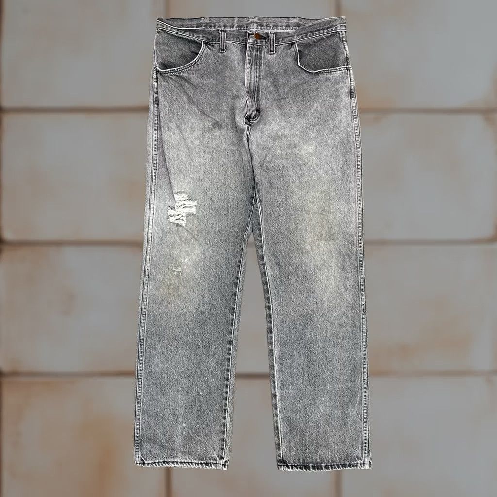Denime VINTAGE Rustler Wranger Black Denim Jeans Distressed Faded 36 X 30 Wranger Size US 36 / EU 52 - 1 Thumbnail