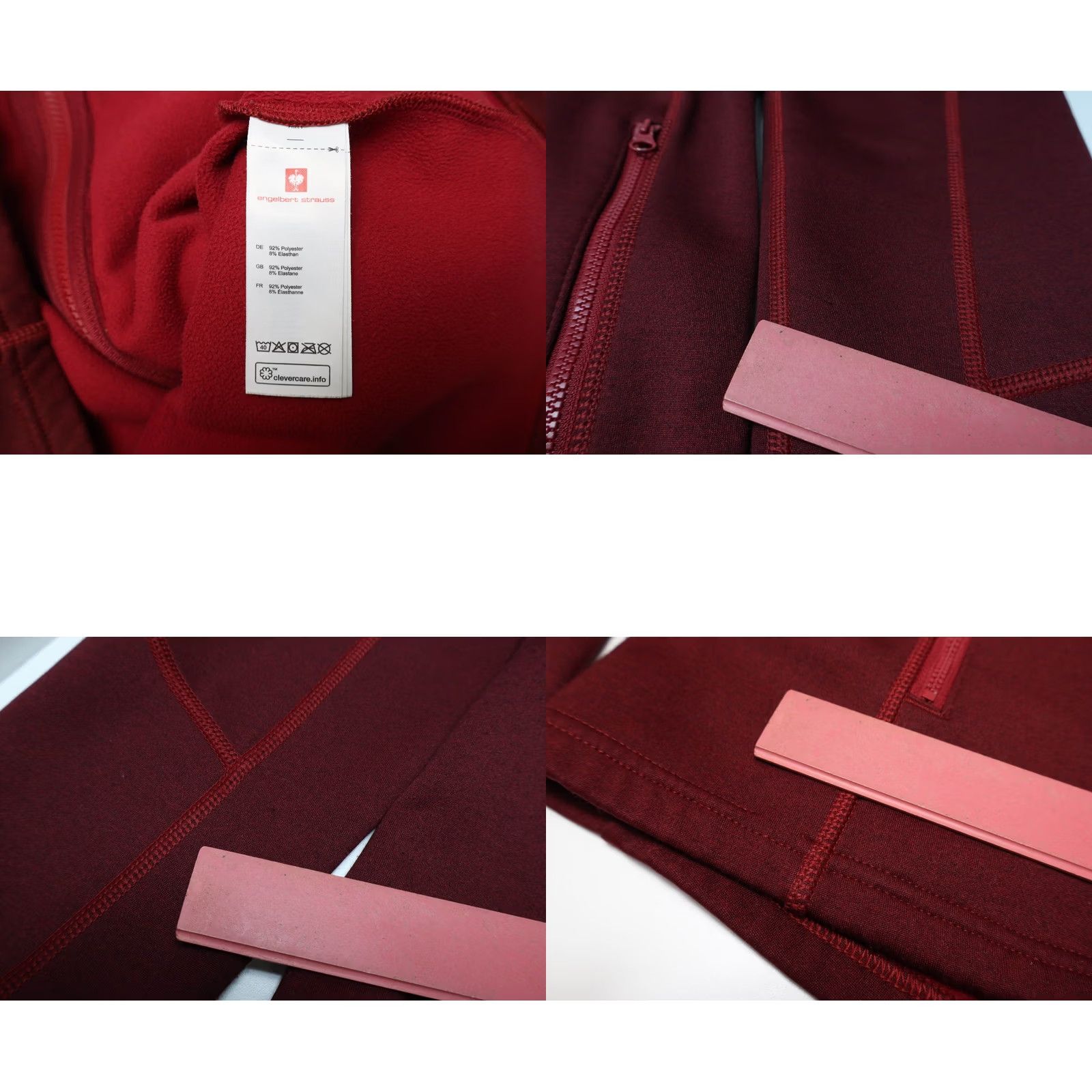 Vintage ENGELBERT STRAUSS Poly Stretch Regular Jacket Women's MEDIUM Softshell Fleece Burgundy Zip Mock Neck All Seasons Womens Regular Jacket Size M / US 6-8 / IT 42-44 - 8 Thumbnail