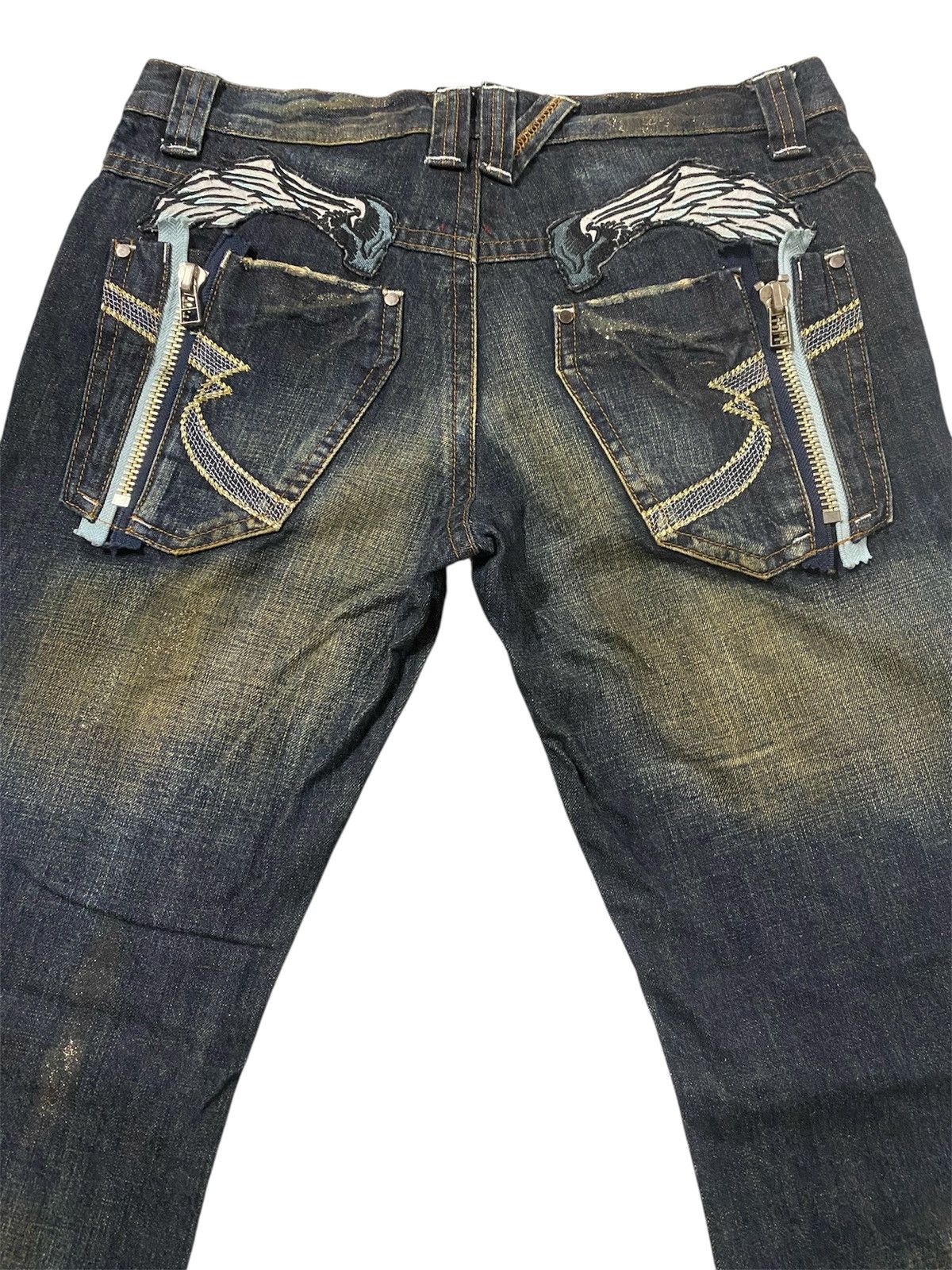 Japanese Brand Semantic Design Nicely Faded Zipper Back Pocket Jeans Size US 34 / EU 50 - 4 Thumbnail