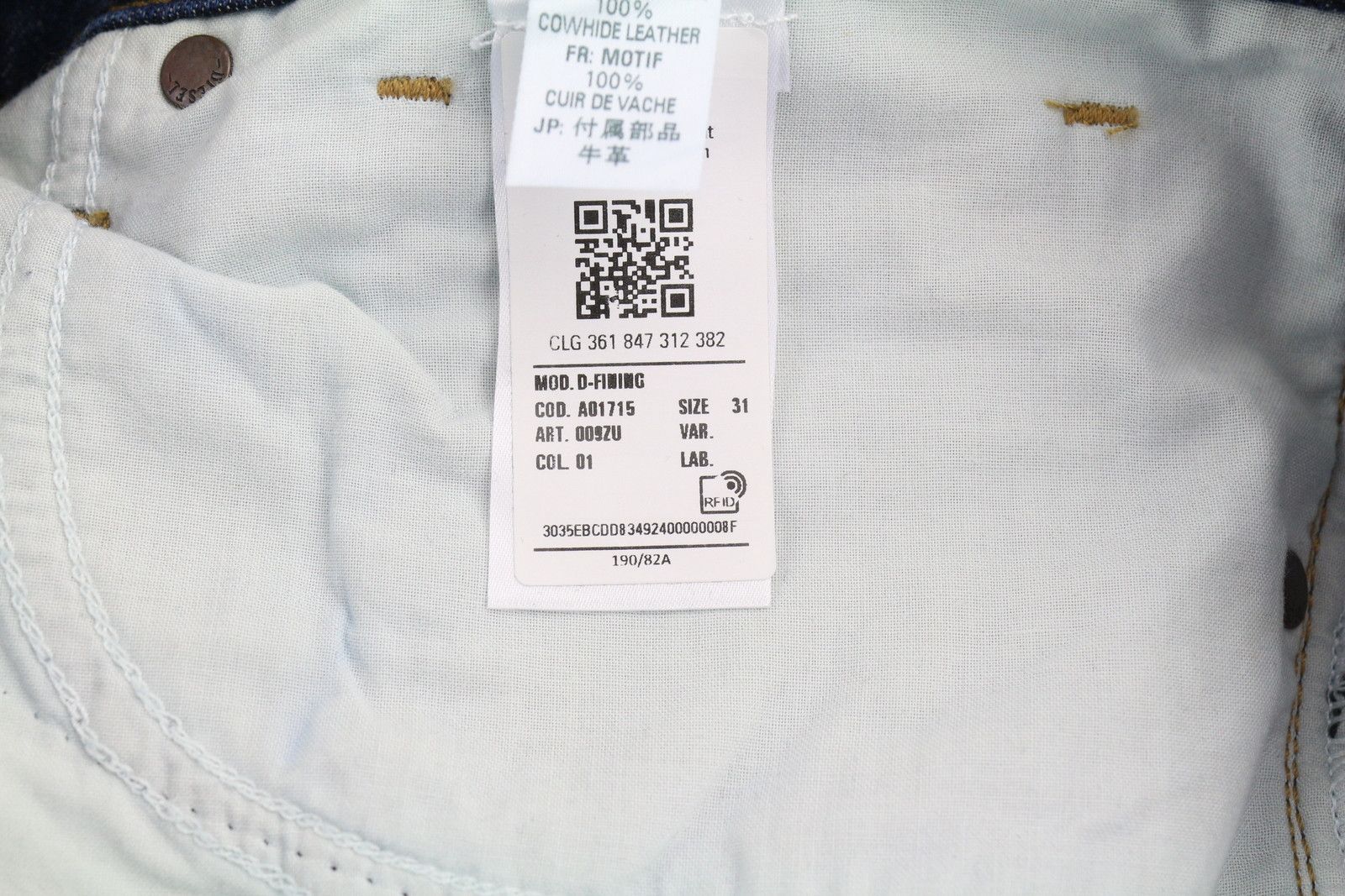 Diesel D-FINING 009ZU W31/L34 Tapered Stretch Blue Jeans 40922 Size US 31 - 12 Thumbnail