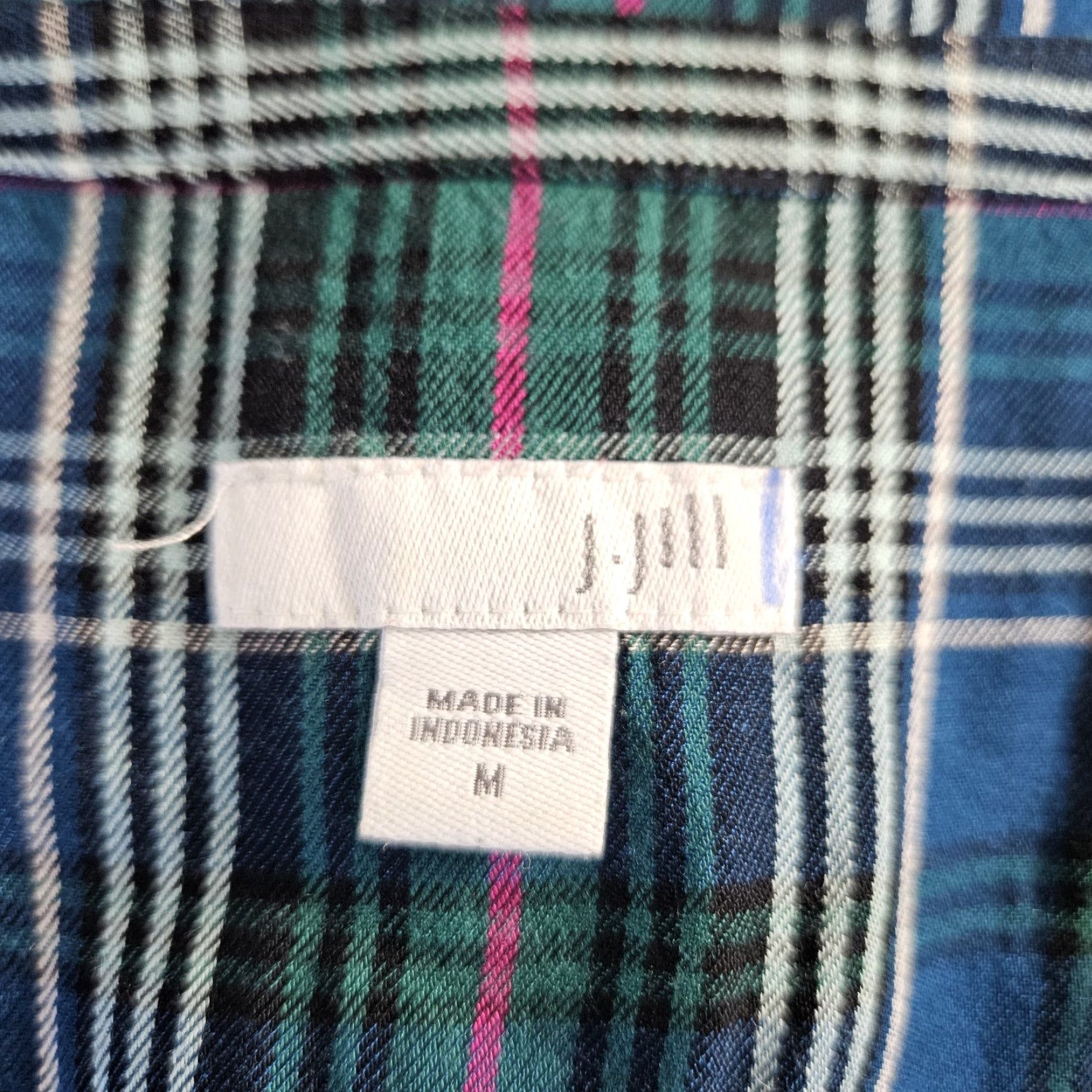 J. Jill J. Jill Womens Button-Up Top Sz M Blue Green Plaid Long Sleeve Rayon Shirt Womens Medium Color Green-Blue Jersey Size M / US 6-8 / IT 42-44 - 5 Thumbnail