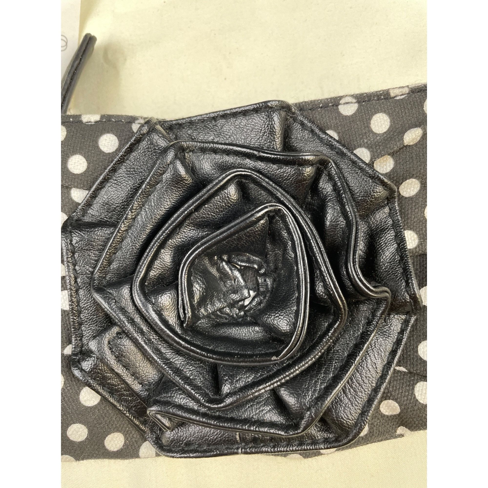 Other Minicci Women's Black & White Polka Dot Clutch with rose/Bag Size ONE SIZE - 2 Thumbnail