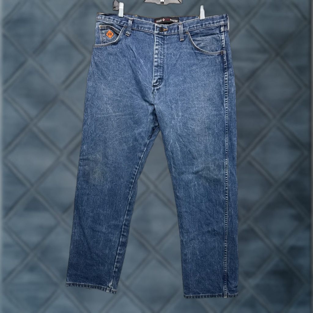 Wrangler Wrangler Flame Resistant Jeans Mens 38x32 Relaxed Fit HRC2 FR Workwear Pants Jeans Straight Mens Blue Cotton Denim FRM1WZ Fiesta Workwear Size US 38 / EU 54 - 1 Thumbnail