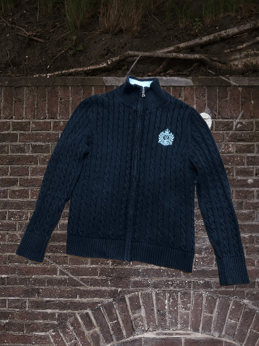 Polo Ralph Lauren Lauren Ralph Lauren Navy Blue Cable Cardigan Sweater Size L / US 10 / IT 46 - 1 Thumbnail