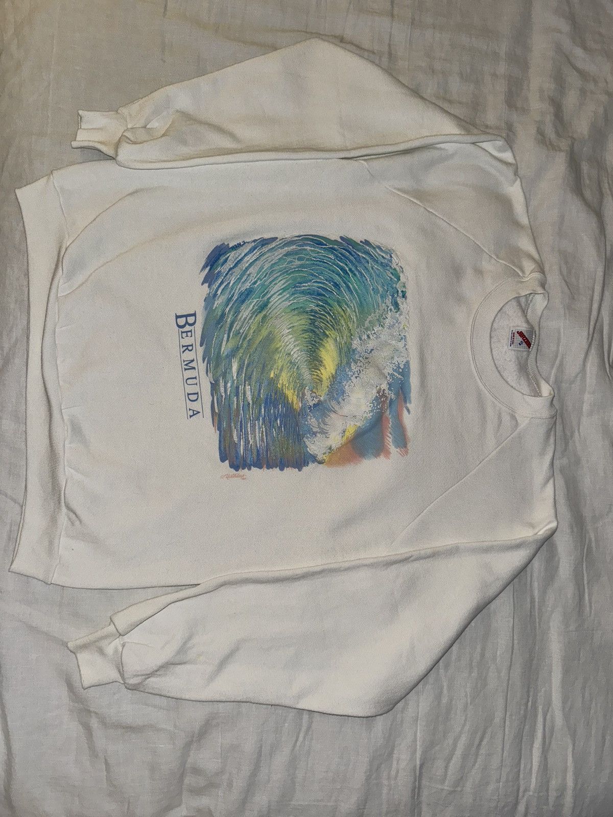 Art Comes First × Jerzees Vintage 1989 Bermuda Wave Art Sweatshirt Size US XL / EU 56 / 4 - 15 Thumbnail